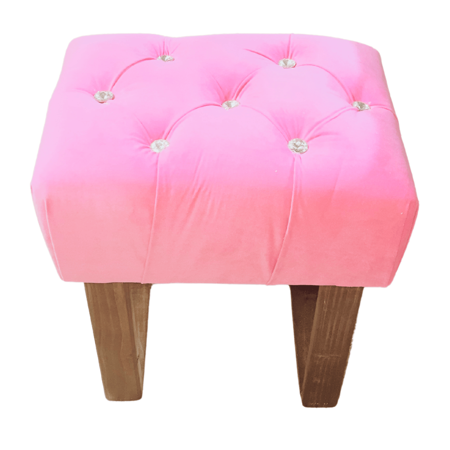 BANQUETA MUEBLES RIMAR ROSADO CAPITONE DIAMANTE CLARO FELPA 40X30X40 - 4