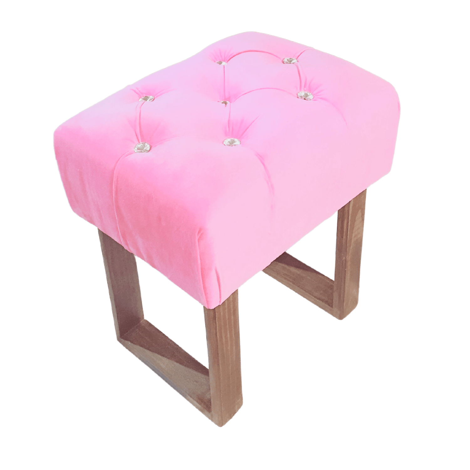 BANQUETA MUEBLES RIMAR ROSADO CAPITONE DIAMANTE CLARO FELPA 40X30X40 - 5