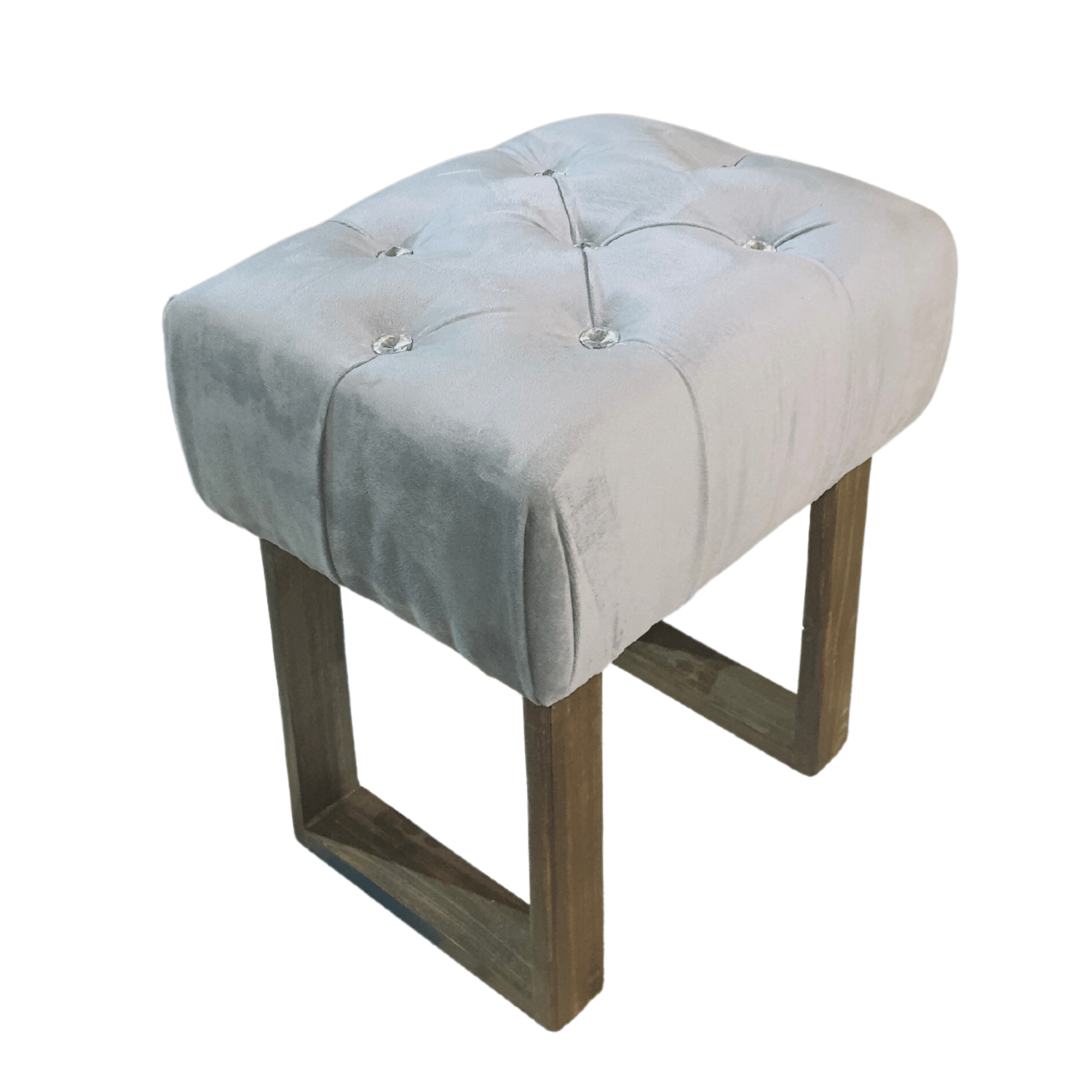 BANQUETA MUEBLES RIMAR GRIS CLARO CAPITONE DIAMANTE FELPA 40X30X40 - 2