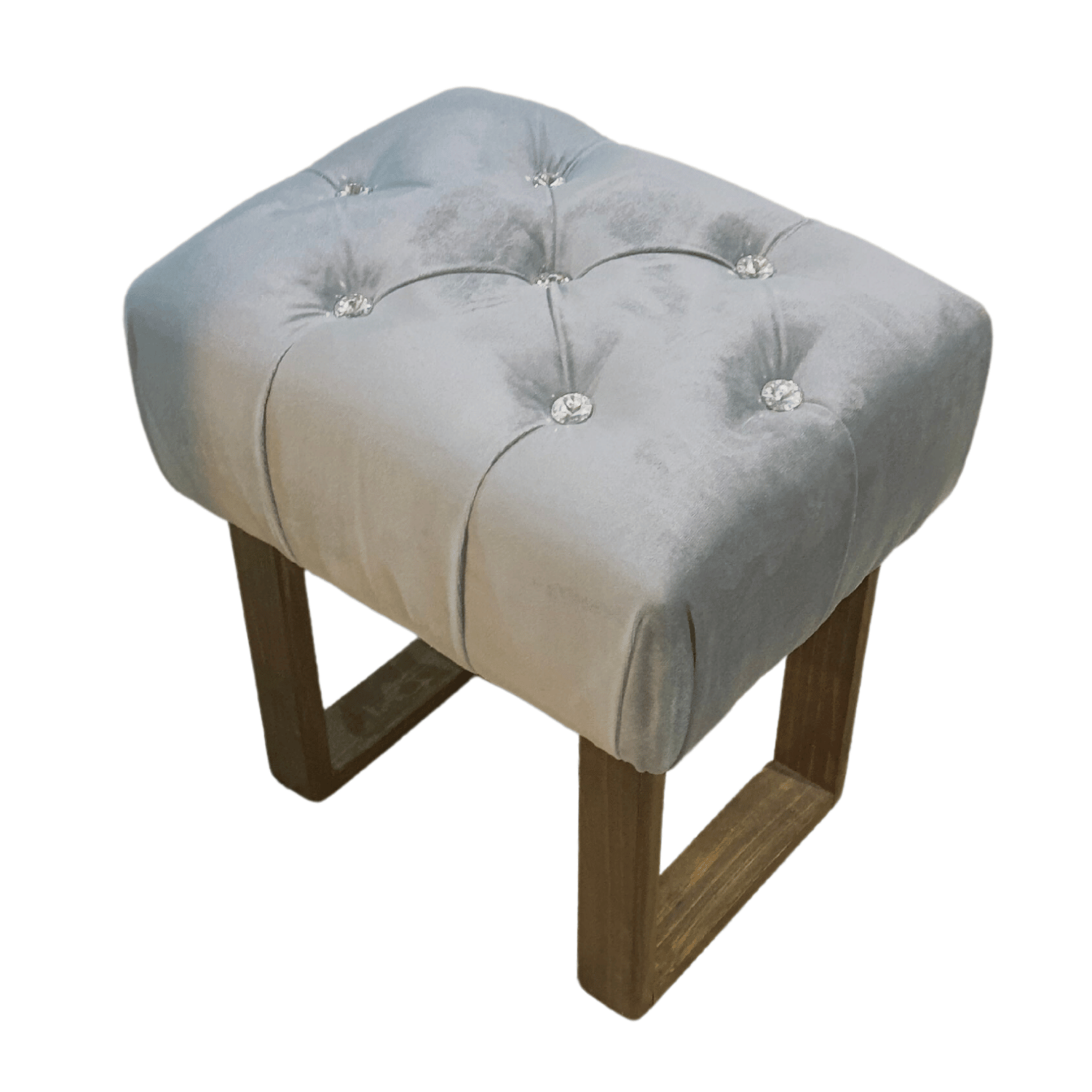 BANQUETA MUEBLES RIMAR GRIS CLARO CAPITONE DIAMANTE FELPA 40X30X40 - 3