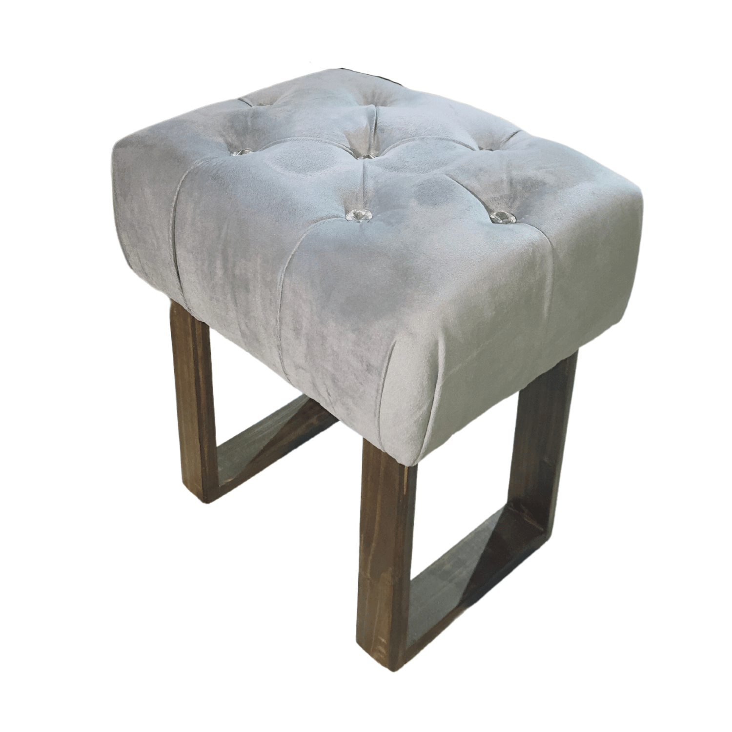 BANQUETA MUEBLES RIMAR GRIS CLARO CAPITONE DIAMANTE FELPA 40X30X40 - 5