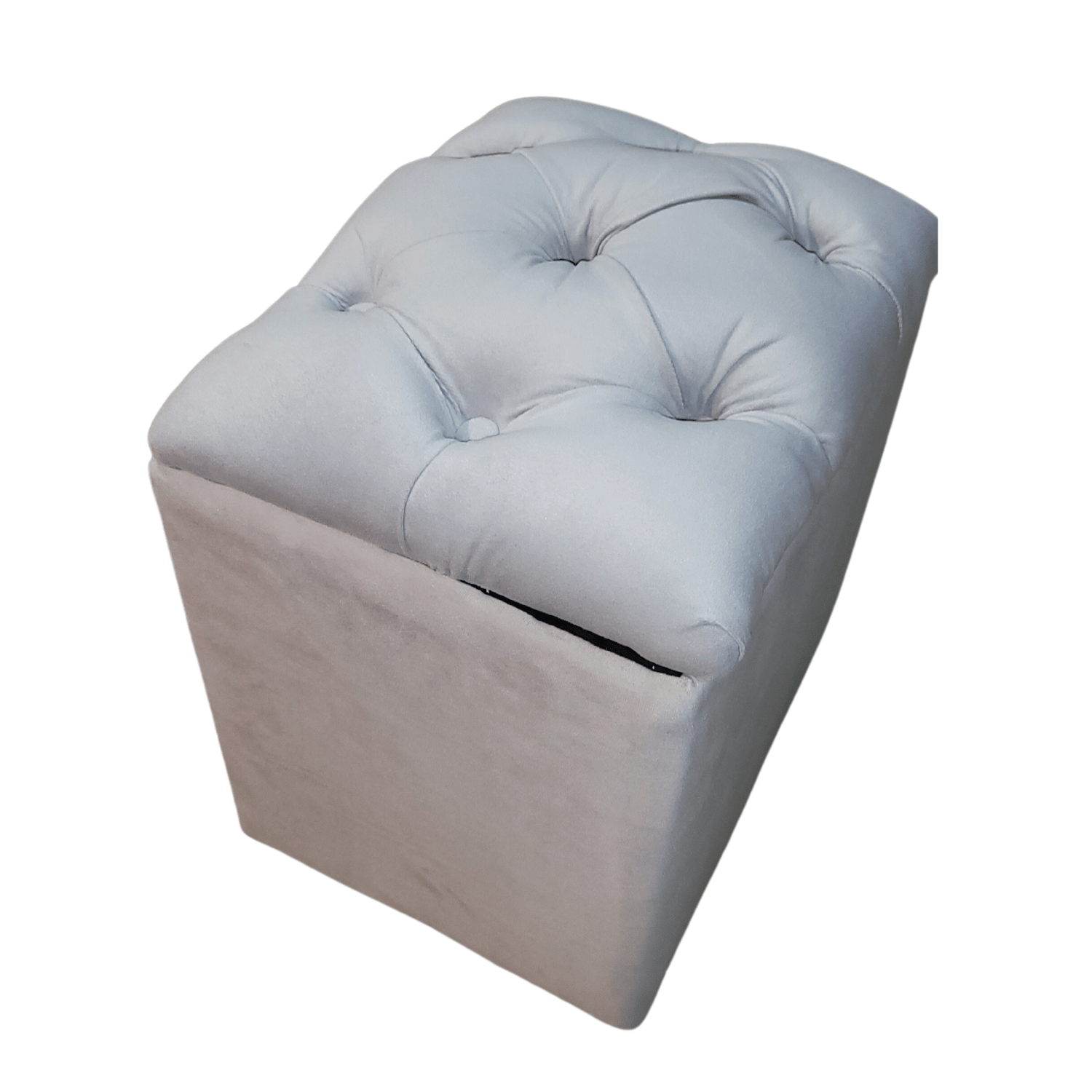 POUF MUEBLES RIMAR GRIS PARDO BAUL CAPITONE DIAMANTE FELPA 40X33X50X40 - 2