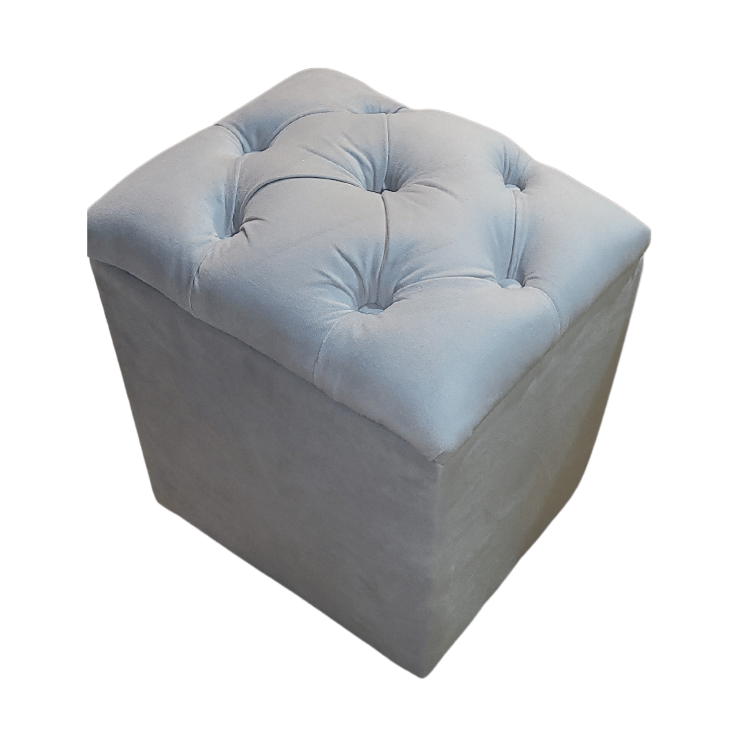 POUF MUEBLES RIMAR GRIS PARDO BAUL CAPITONE DIAMANTE FELPA 40X33X50X40 - 3