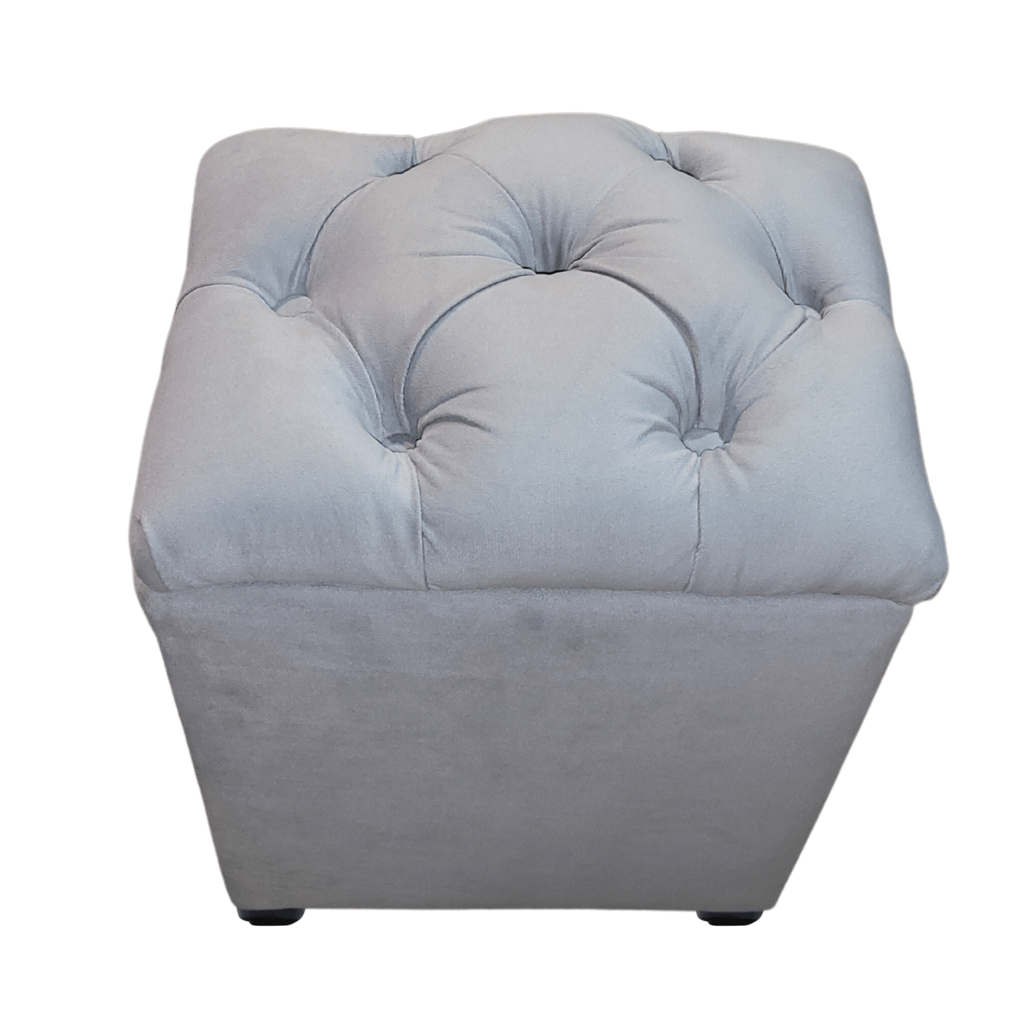POUF MUEBLES RIMAR GRIS PARDO BAUL CAPITONE DIAMANTE FELPA 40X33X50X40 - 4