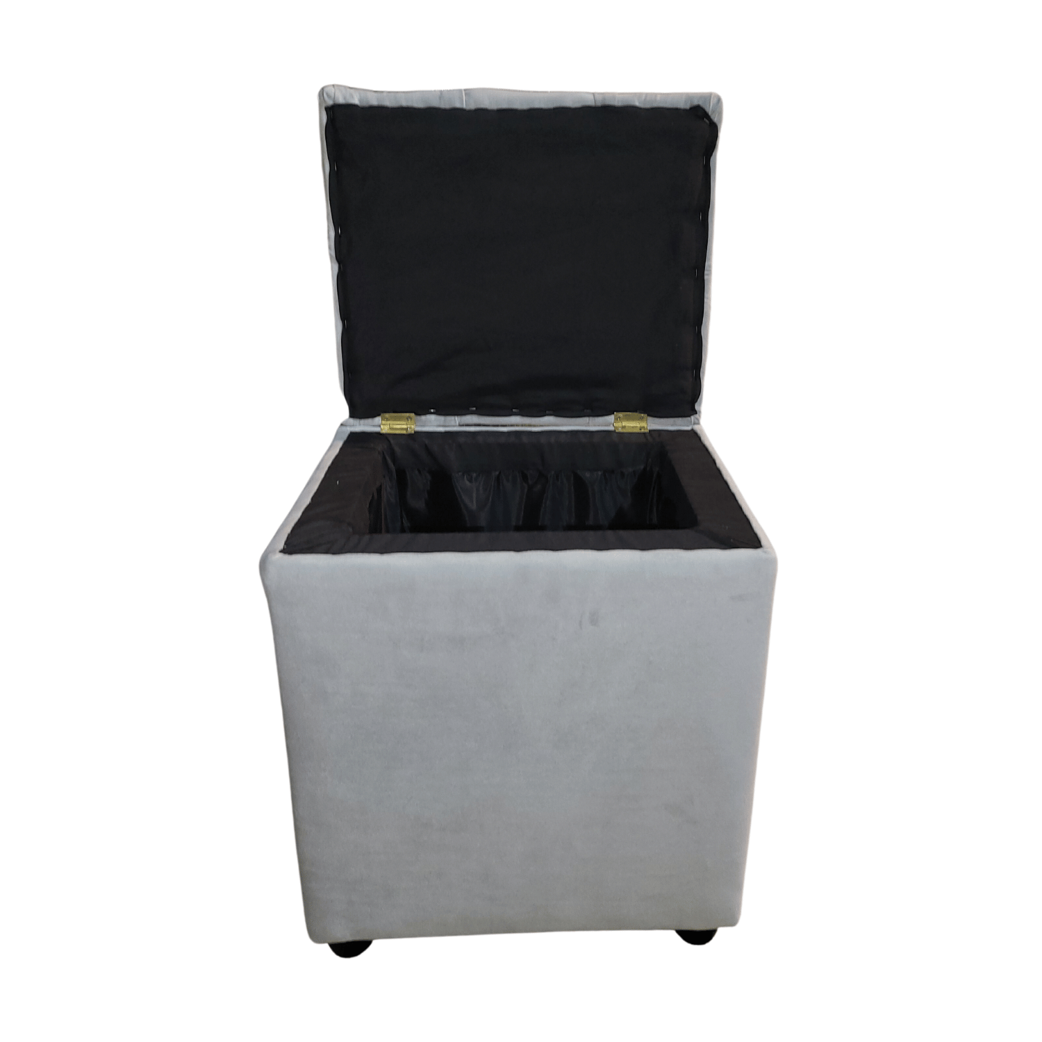 POUF MUEBLES RIMAR GRIS PARDO BAUL CAPITONE DIAMANTE FELPA 40X33X50X40 - 5
