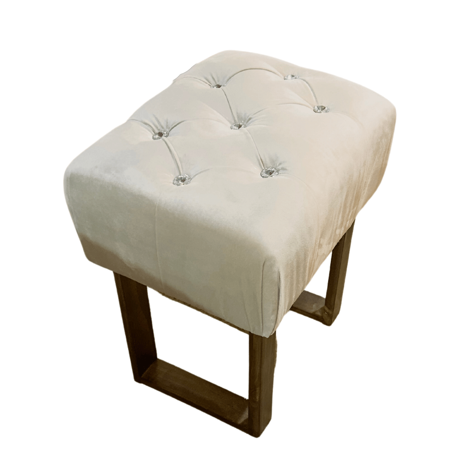 BANQUETA MUEBLES RIMAR BEIGE CAPITONE DIAMANTE FELPA 40X30X40 - 2