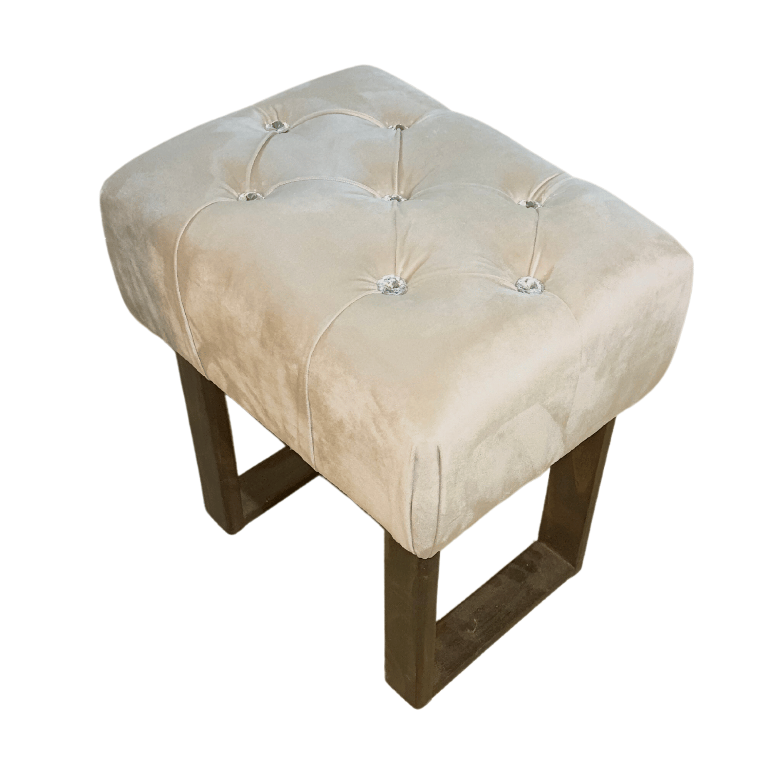 BANQUETA MUEBLES RIMAR BEIGE CAPITONE DIAMANTE FELPA 40X30X40 - 3