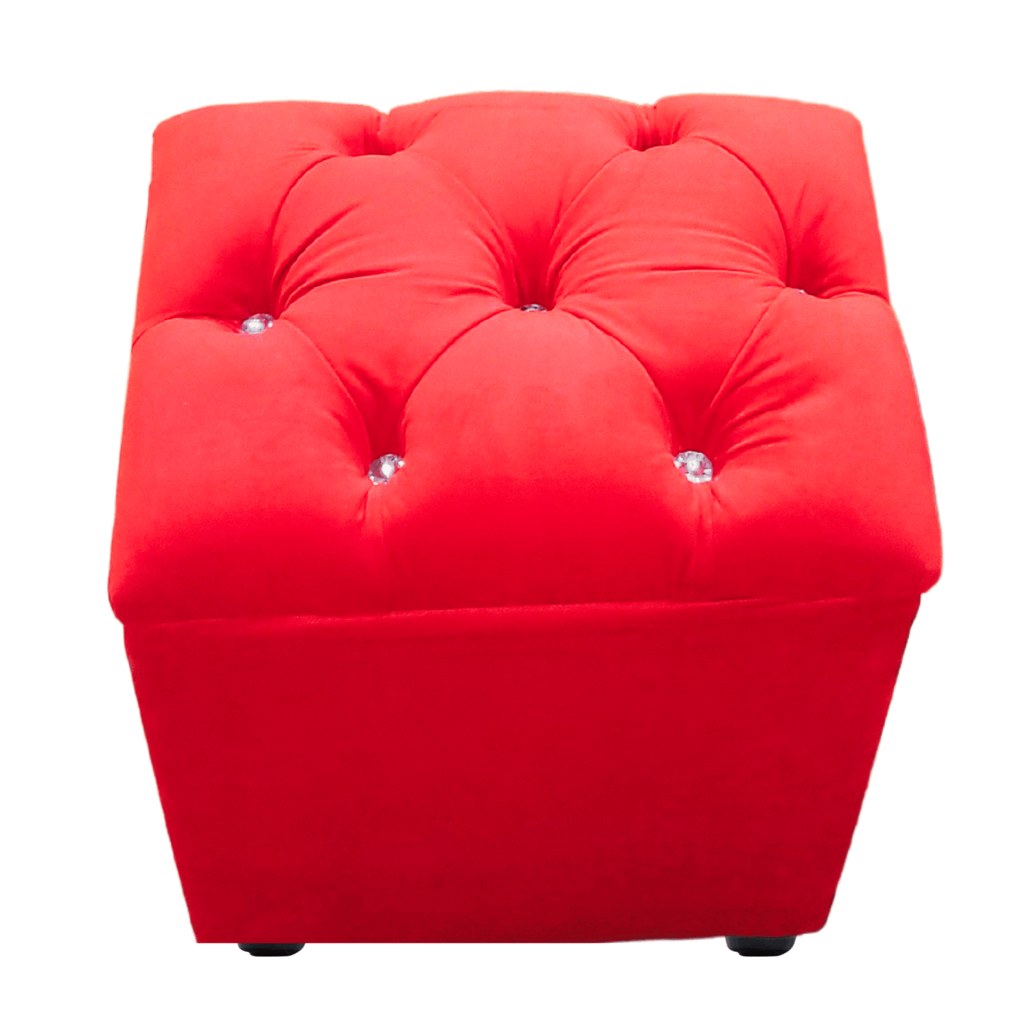 POUF MUEBLES RIMAR ROJO BAUL CAPITONE DIAMANTE FELPA 40X33X50X40 - 2