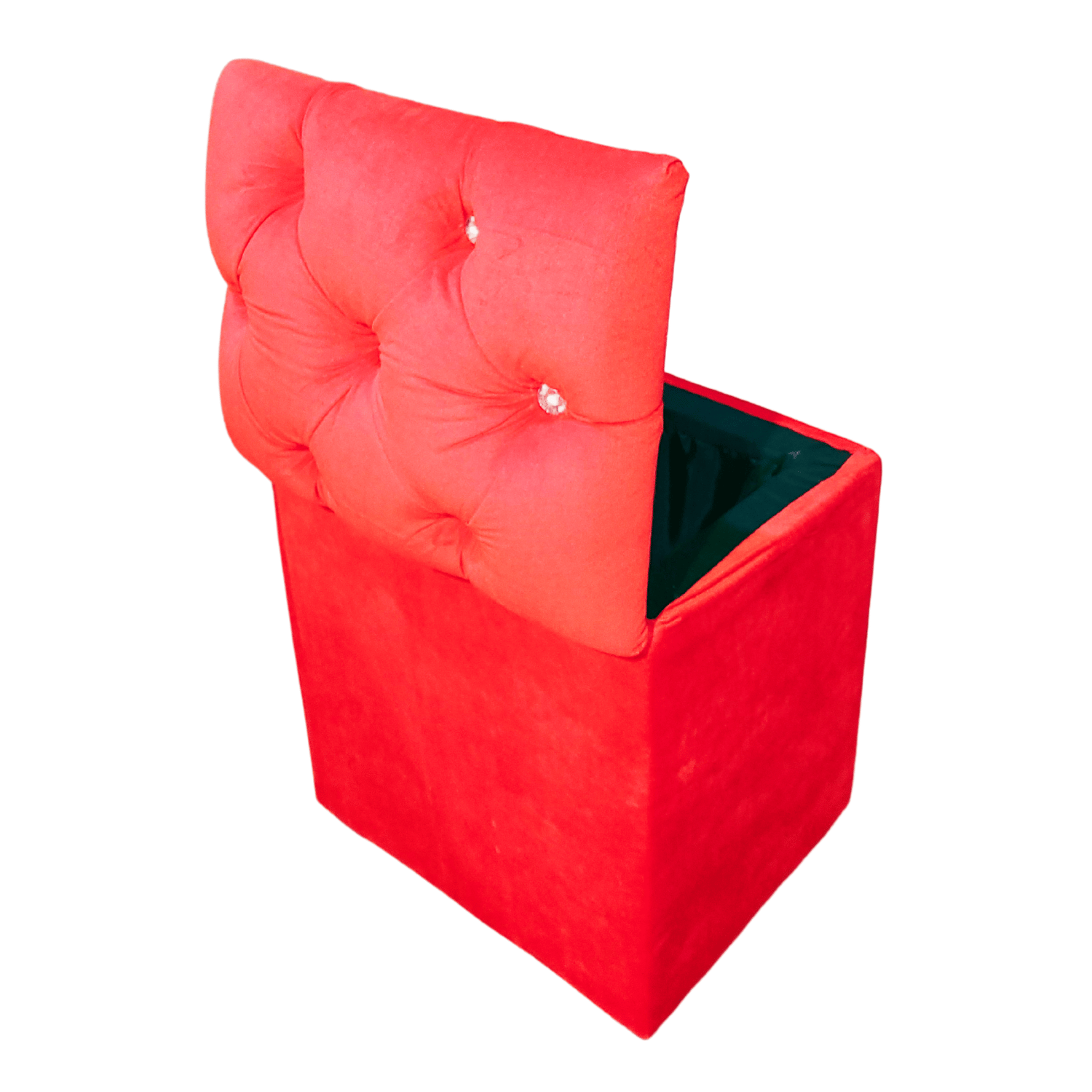 POUF MUEBLES RIMAR ROJO BAUL CAPITONE DIAMANTE FELPA 40X33X50X40 - 5