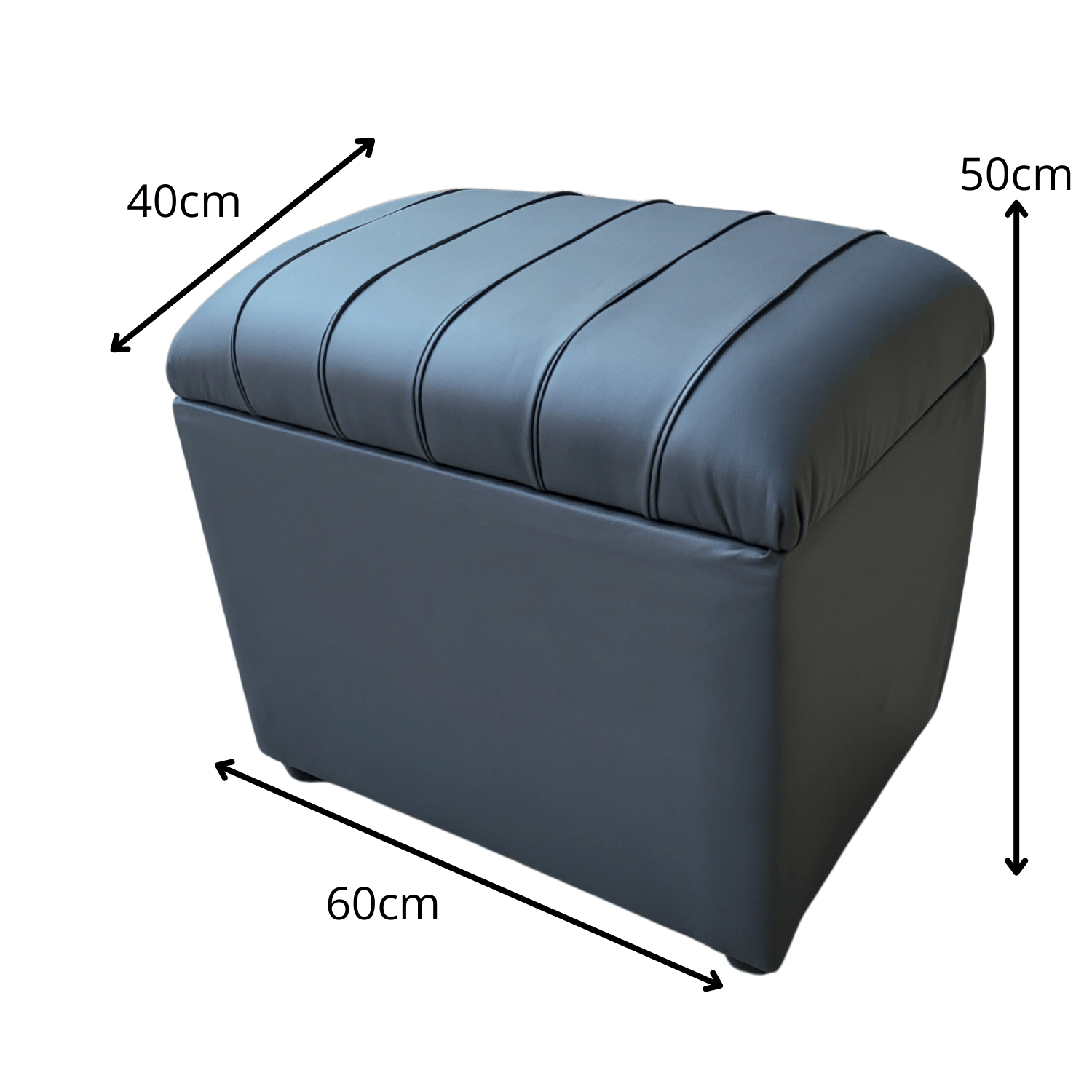 BANQUETA MUEBLES RIMAR GRIS BAUL TUBULAR ECO CUERO 60X40X50X40 - 3