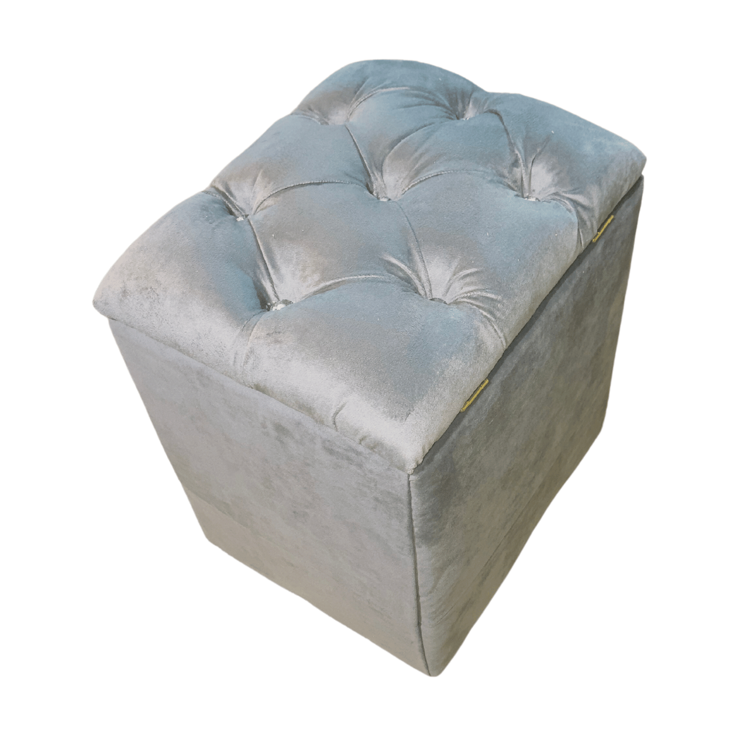 POUF MUEBLES RIMAR GRIS CLARO BAUL CAPITONE DIAMANTE FELPA 40X33X50X40 - 2