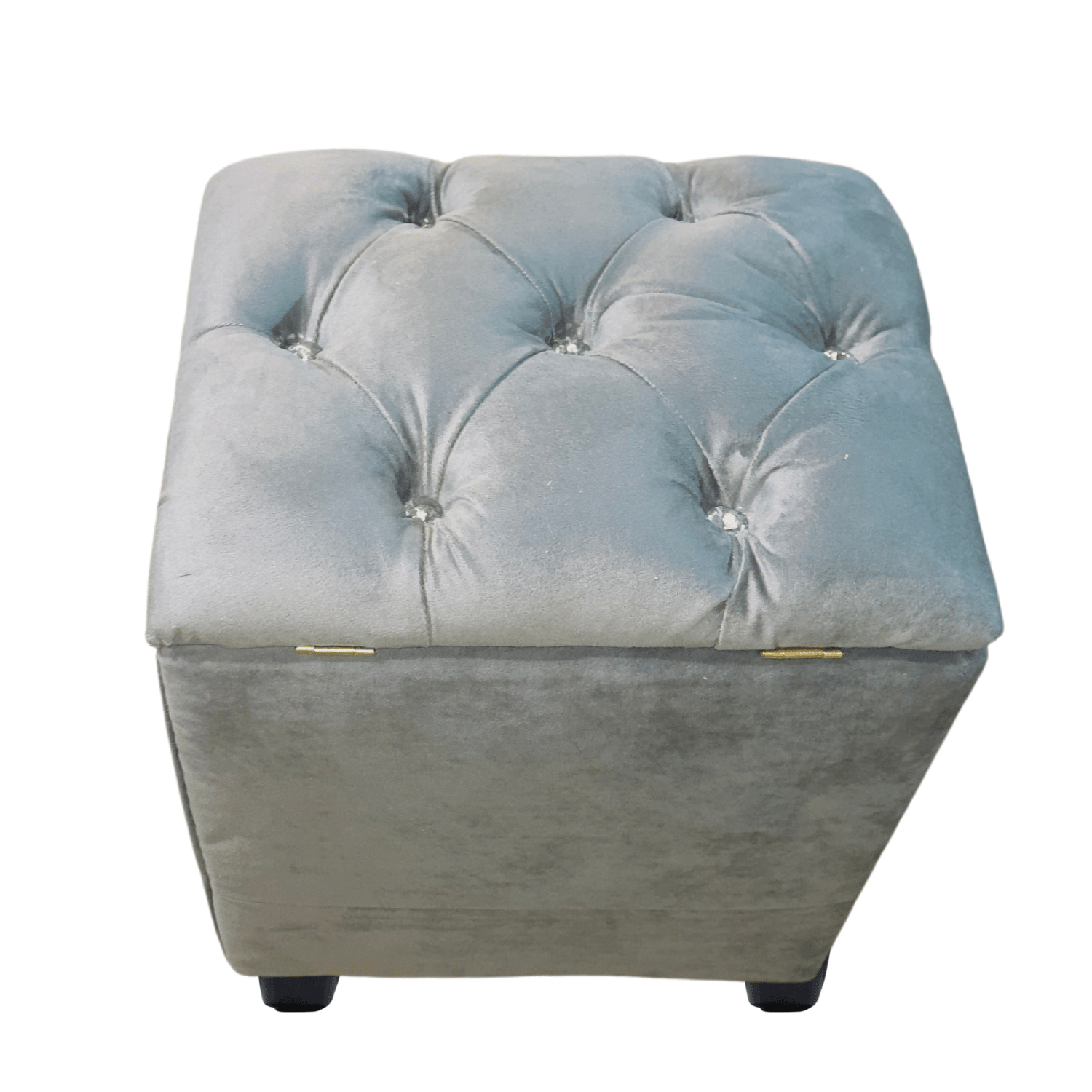 POUF MUEBLES RIMAR GRIS CLARO BAUL CAPITONE DIAMANTE FELPA 40X33X50X40 - 4