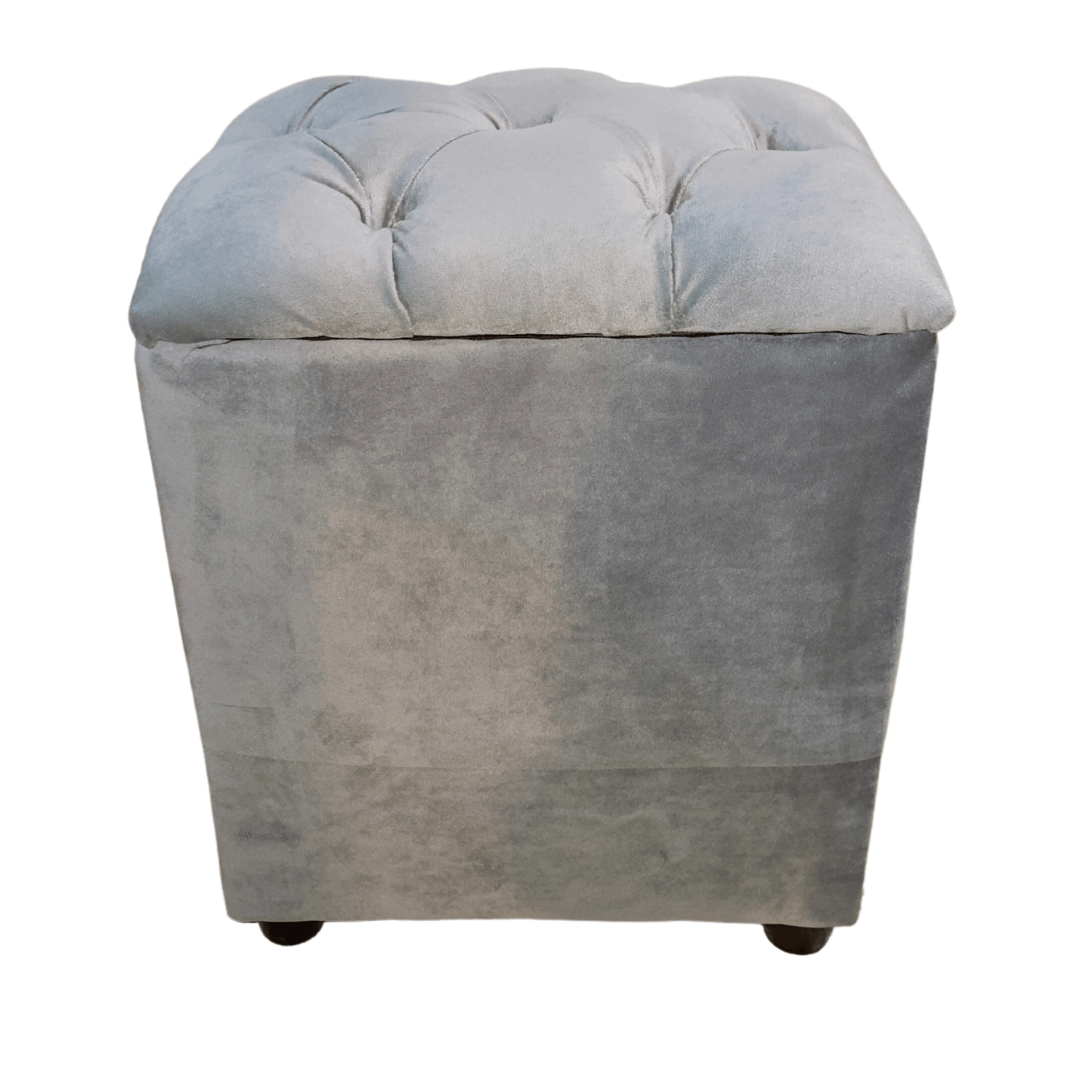 POUF MUEBLES RIMAR GRIS CLARO BAUL CAPITONE DIAMANTE FELPA 40X33X50X40 - 5