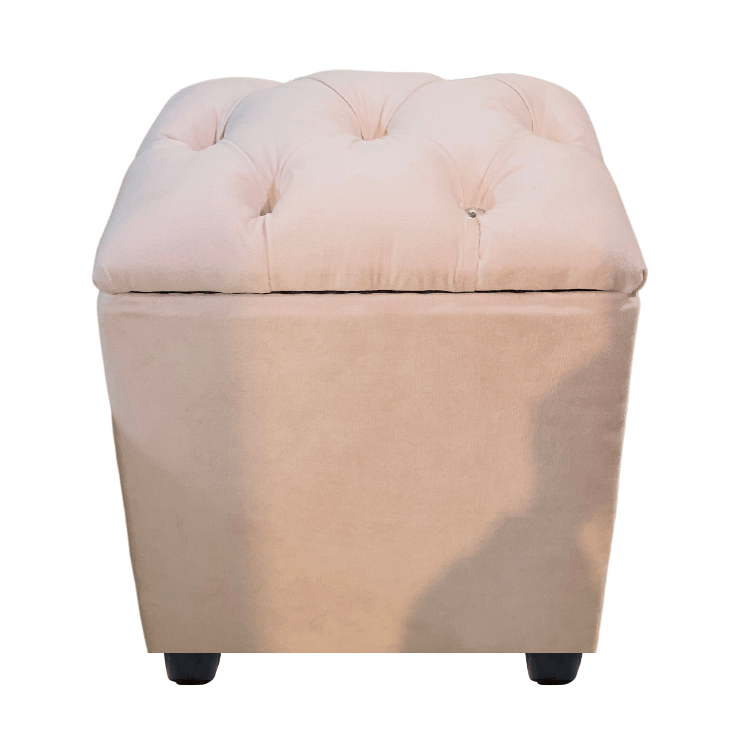 POUF MUEBLES RIMAR ROSA BAUL CAPITONE DIAMANTE PASTEL FELPA 40X33X50X40 - 1