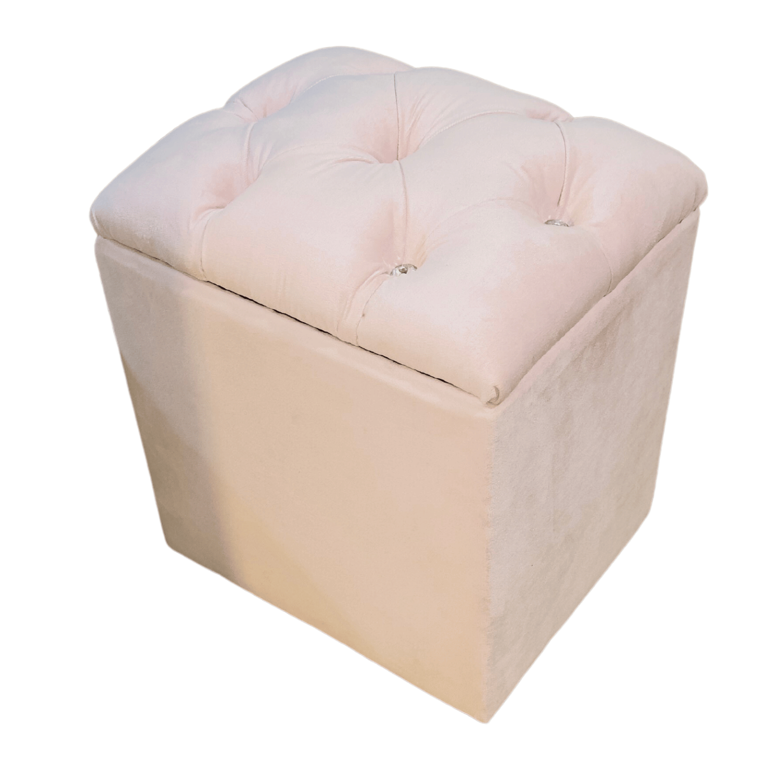 POUF MUEBLES RIMAR ROSA BAUL CAPITONE DIAMANTE PASTEL FELPA 40X33X50X40 - 3