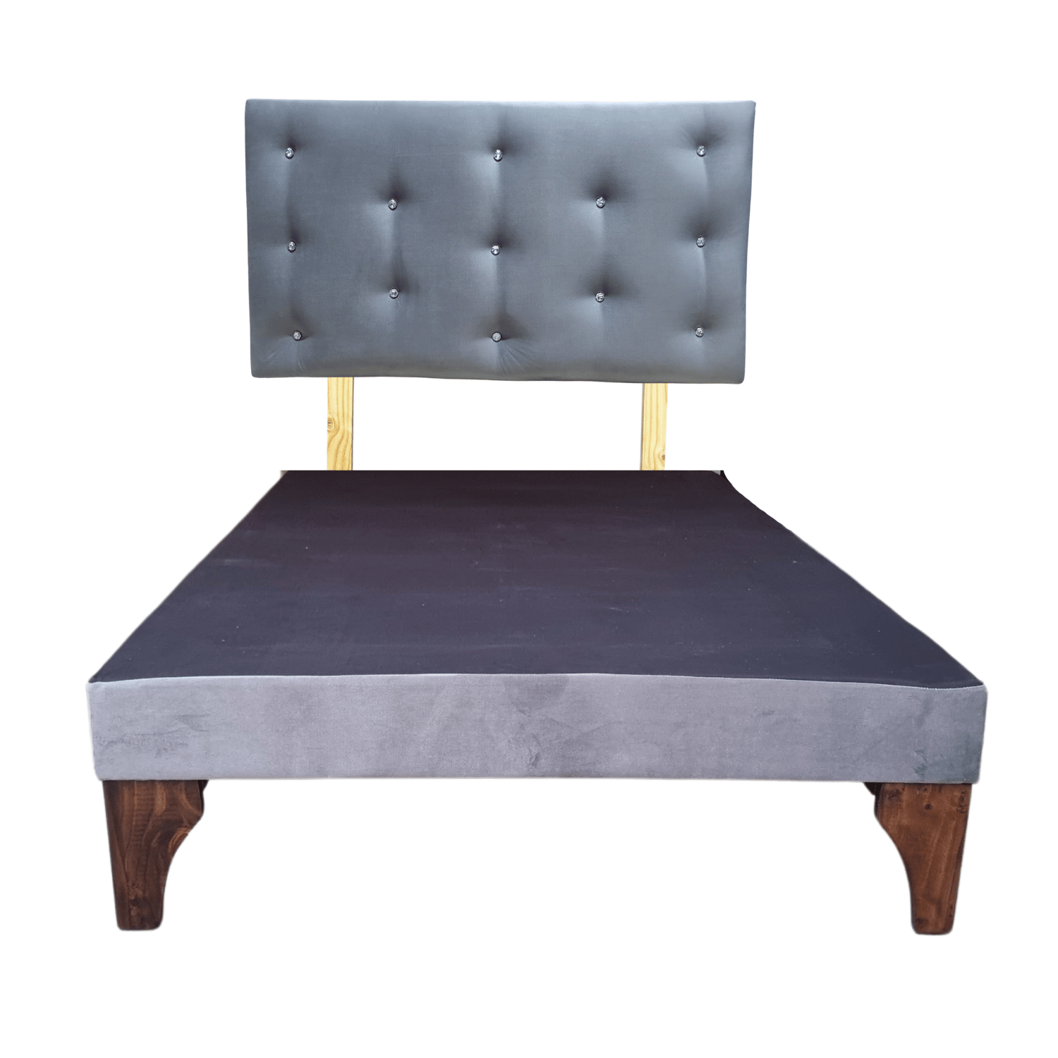 BASE 1 PLAZA CON RESPALDO GRIS FELPA DIAMANTE 90X190 RIMAR - 1