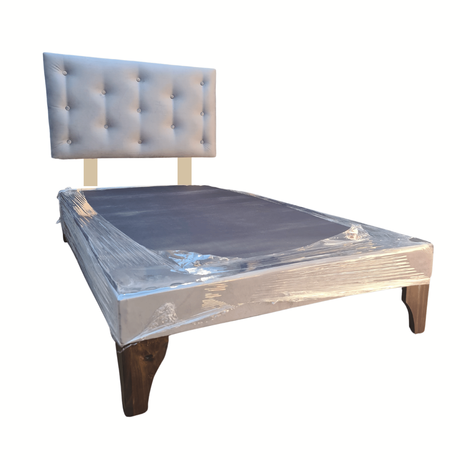 BASE 1 PLAZA CON RESPALDO GRIS FELPA DIAMANTE 90X190 RIMAR - 2