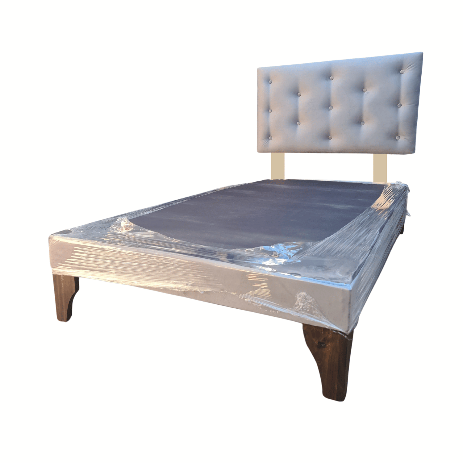 BASE 1 PLAZA CON RESPALDO GRIS FELPA DIAMANTE 90X190 RIMAR - 3