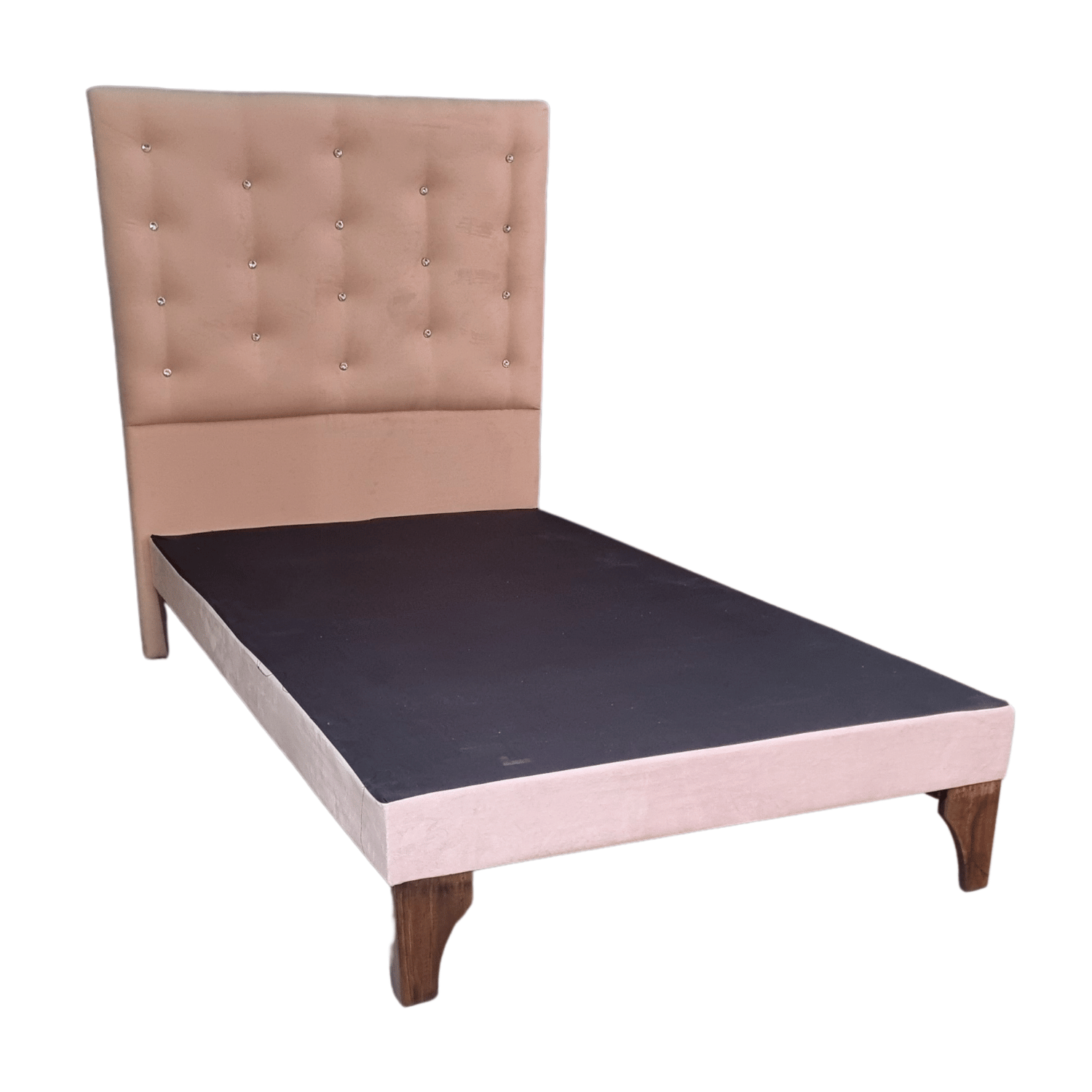 BASE 1 PLAZA CON RESPALDO ROSA PASTEL FELPA DIAMANTE A PISO 90X190 RIMAR - 2