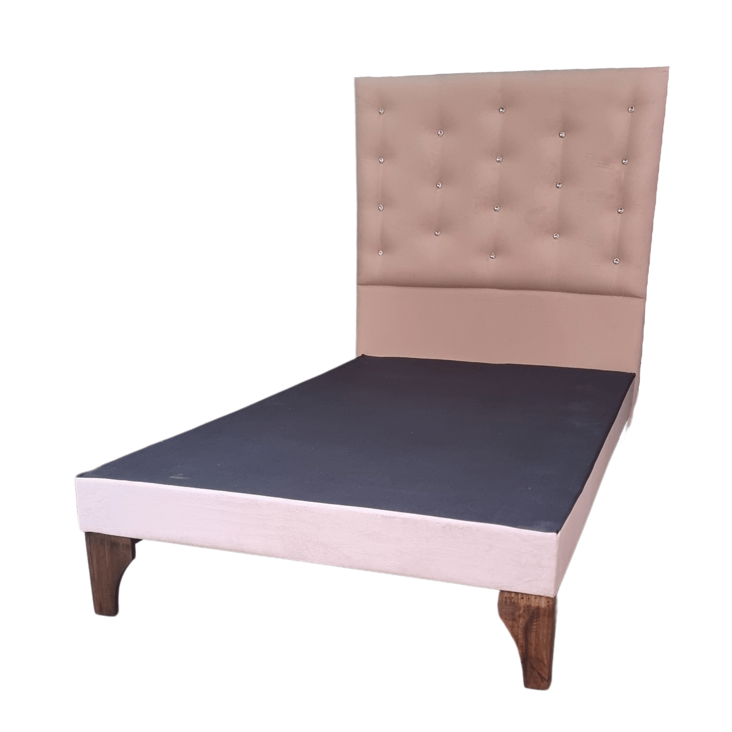 BASE 1 PLAZA CON RESPALDO ROSA PASTEL FELPA DIAMANTE A PISO 90X190 RIMAR - 3