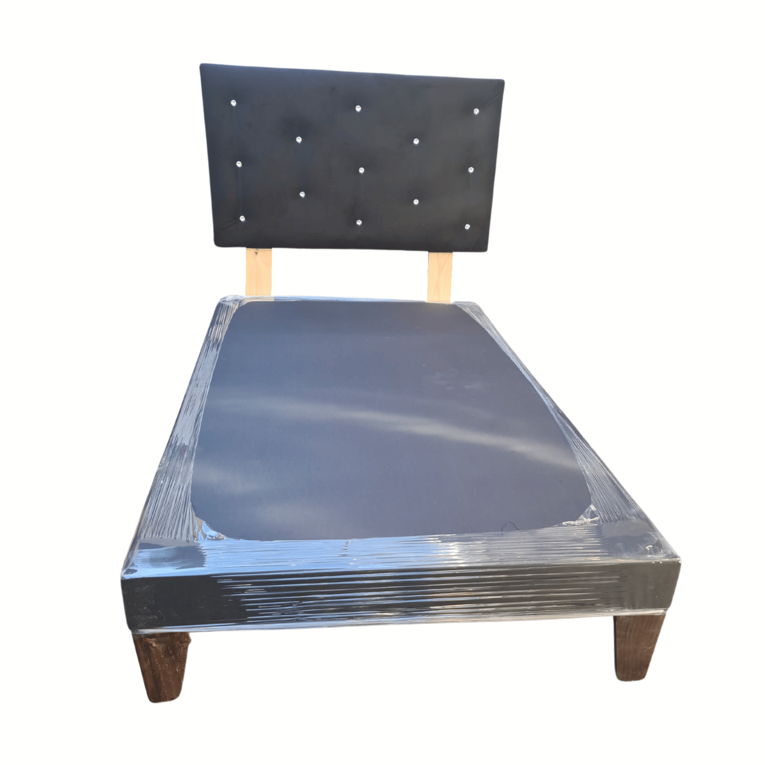 BASE 1 PLAZA CON RESPALDO NEGRO FELPA DIAMANTE 90X190 RIMAR - 4