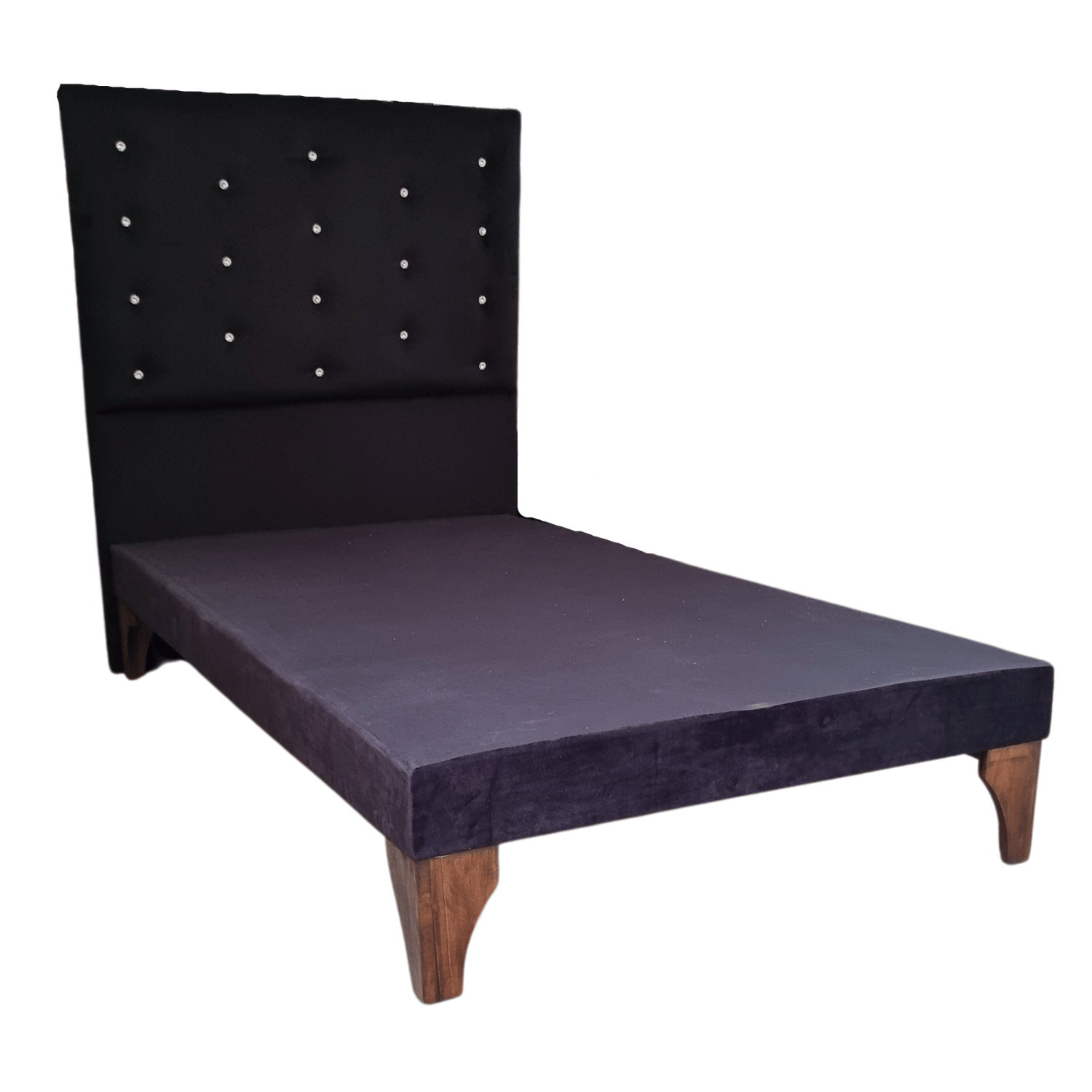 BASE 1,5 PLAZA CON RESPALDO NEGRO FELPA DIAMANTE A PISO 90X190 RIMAR - 2