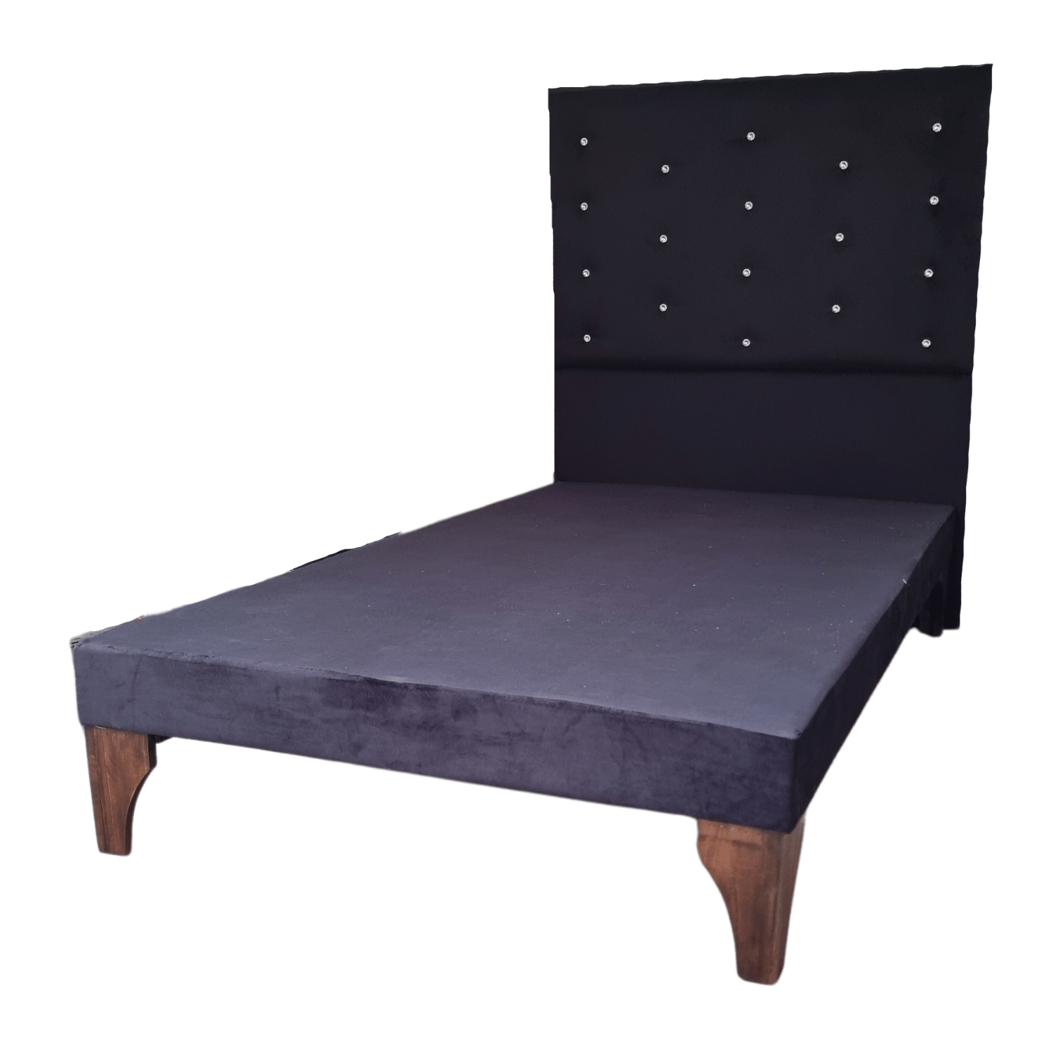 BASE 1,5 PLAZA CON RESPALDO NEGRO FELPA DIAMANTE A PISO 90X190 RIMAR - 3