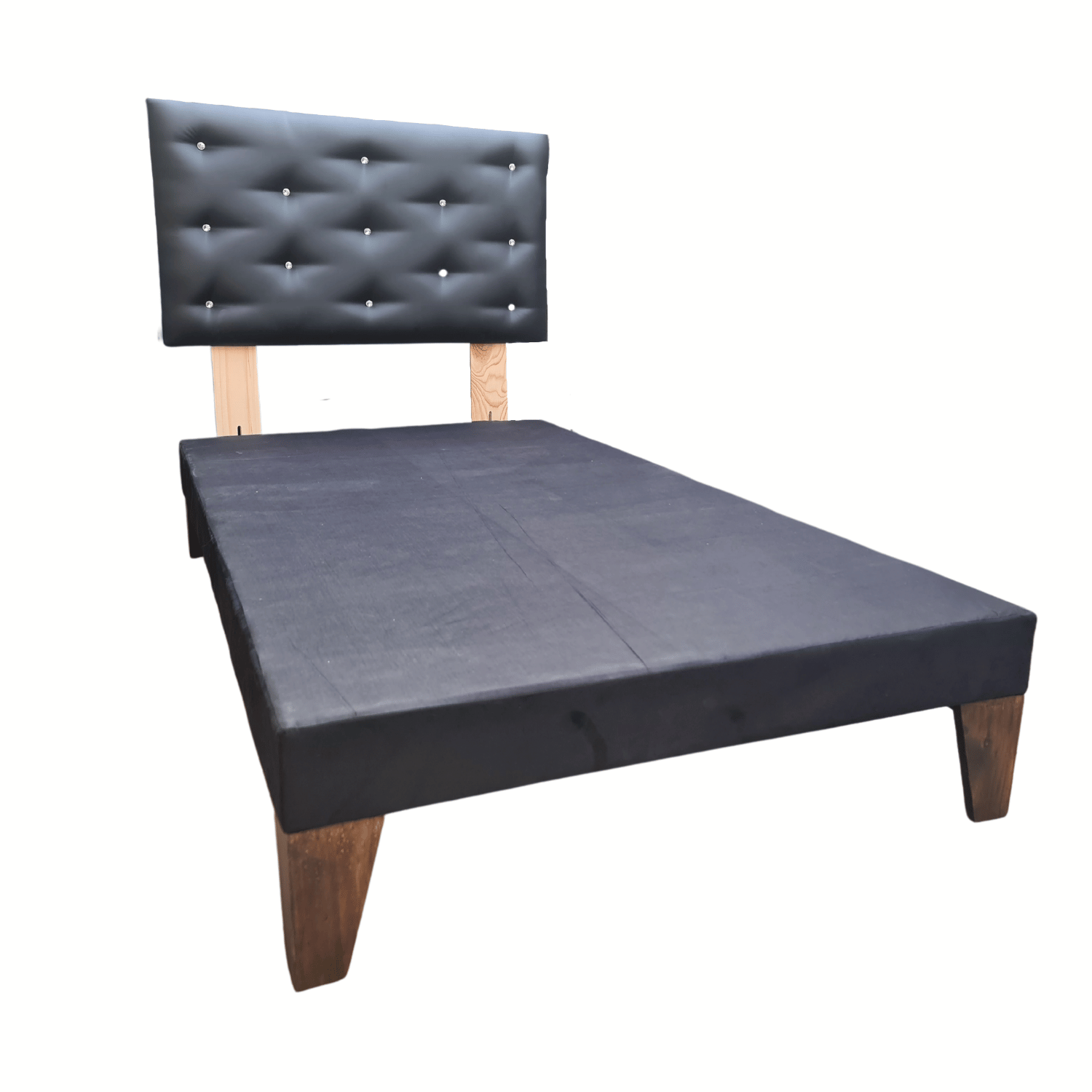 BASE 1 PLAZA CON RESPALDO NEGRO ECO CUERO DIAMANTE 90X190 RIMAR - 2