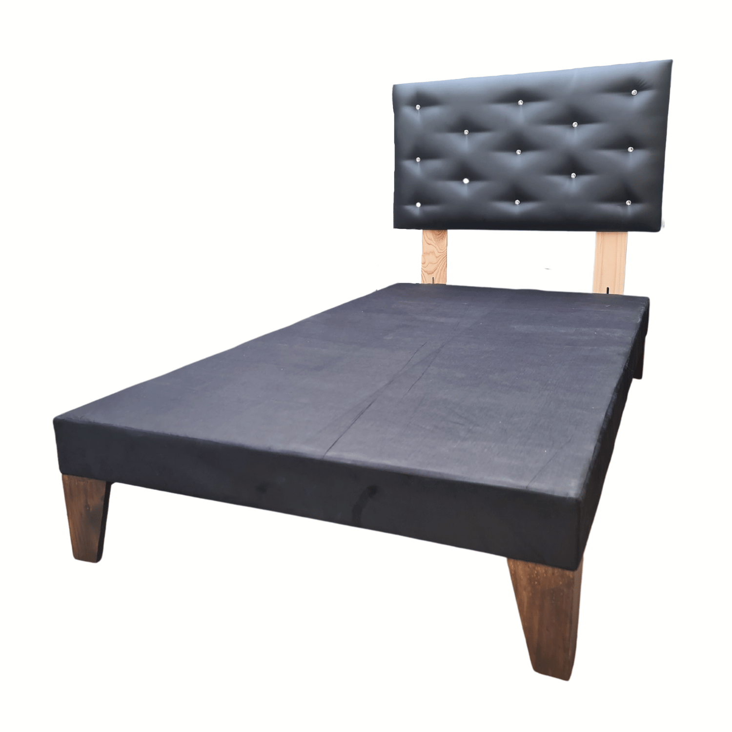 BASE 1 PLAZA CON RESPALDO NEGRO ECO CUERO DIAMANTE 90X190 RIMAR - 3