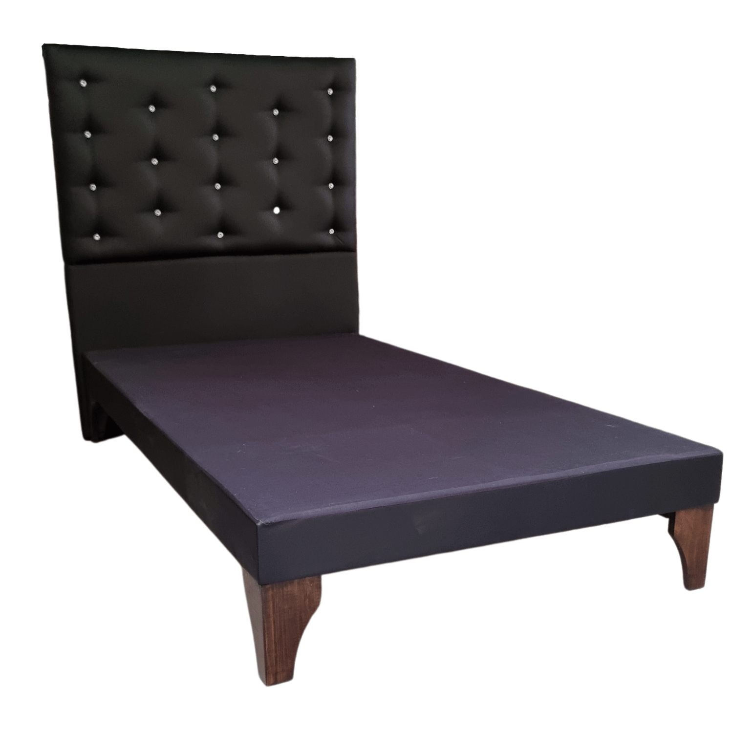 BASE 1 PLAZA CON RESPALDO NEGRO ECO CUERO DIAMANTE A PISO 90X190 RIMAR - 2