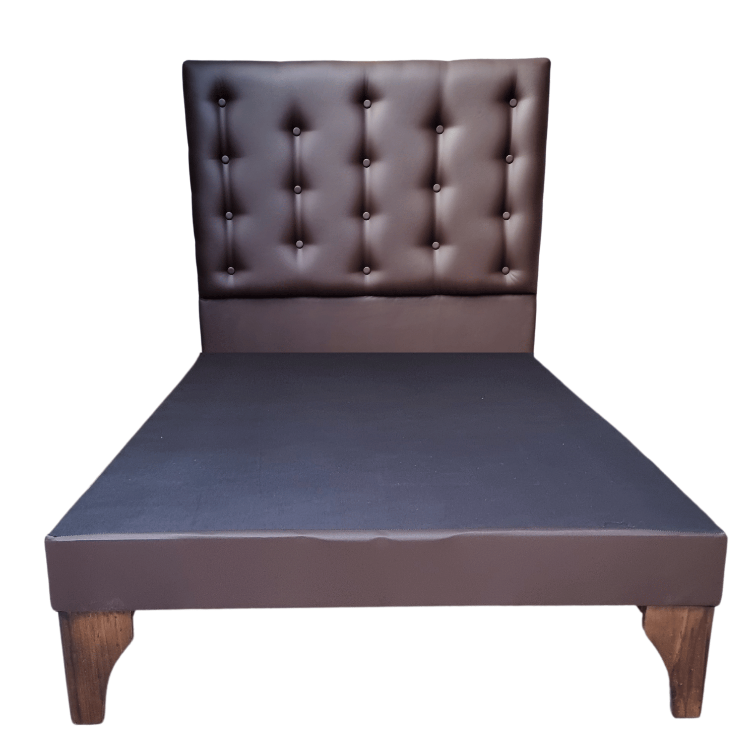 BASE 1,5 PLAZA CON RESPALDO CHOCOLATE ECO CUERO A PISO 90X190 RIMAR - 1