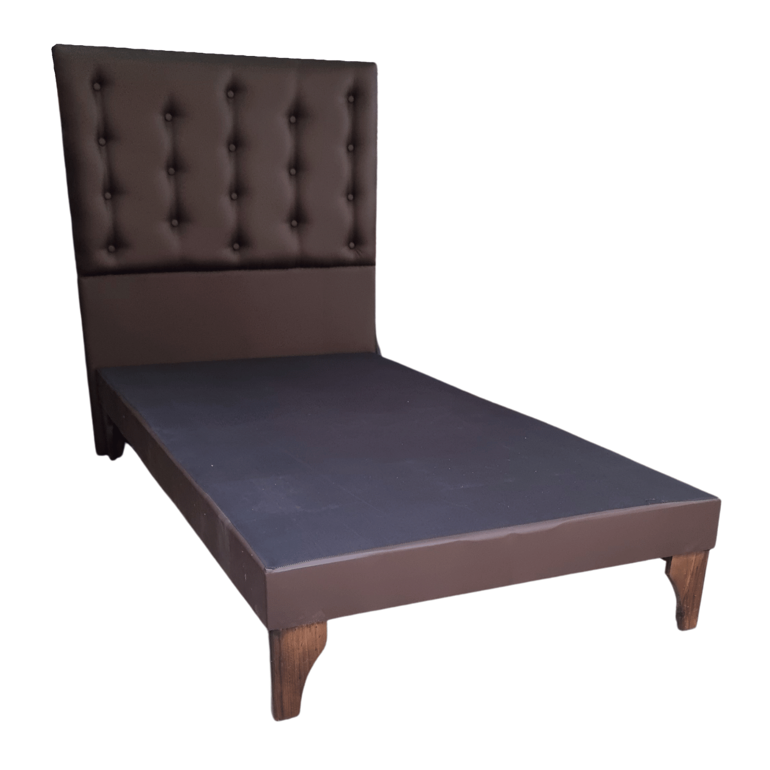 BASE 1,5 PLAZA CON RESPALDO CHOCOLATE ECO CUERO A PISO 90X190 RIMAR - 2
