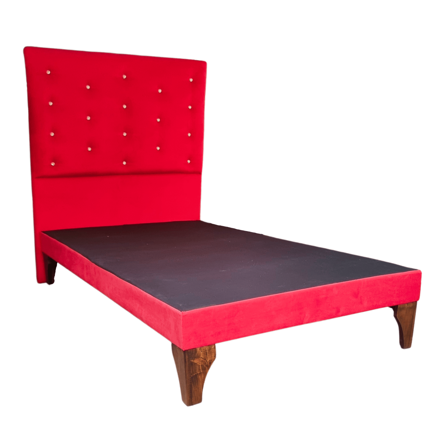 BASE 1 PLAZA CON RESPALDO ROJO FELPA DIAMANTE A PISO 90X190 RIMAR - 2