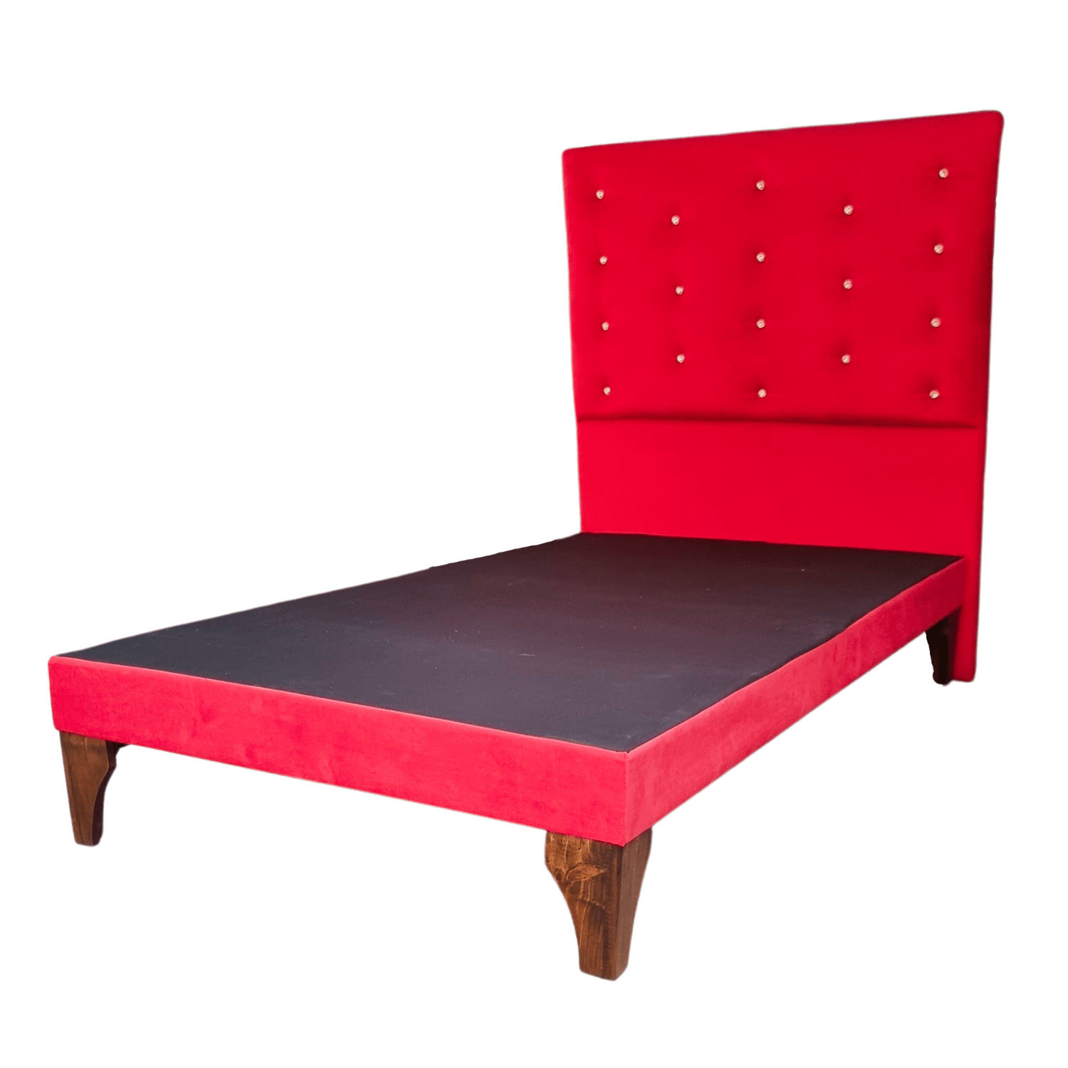 BASE 1 PLAZA CON RESPALDO ROJO FELPA DIAMANTE A PISO 90X190 RIMAR - 3