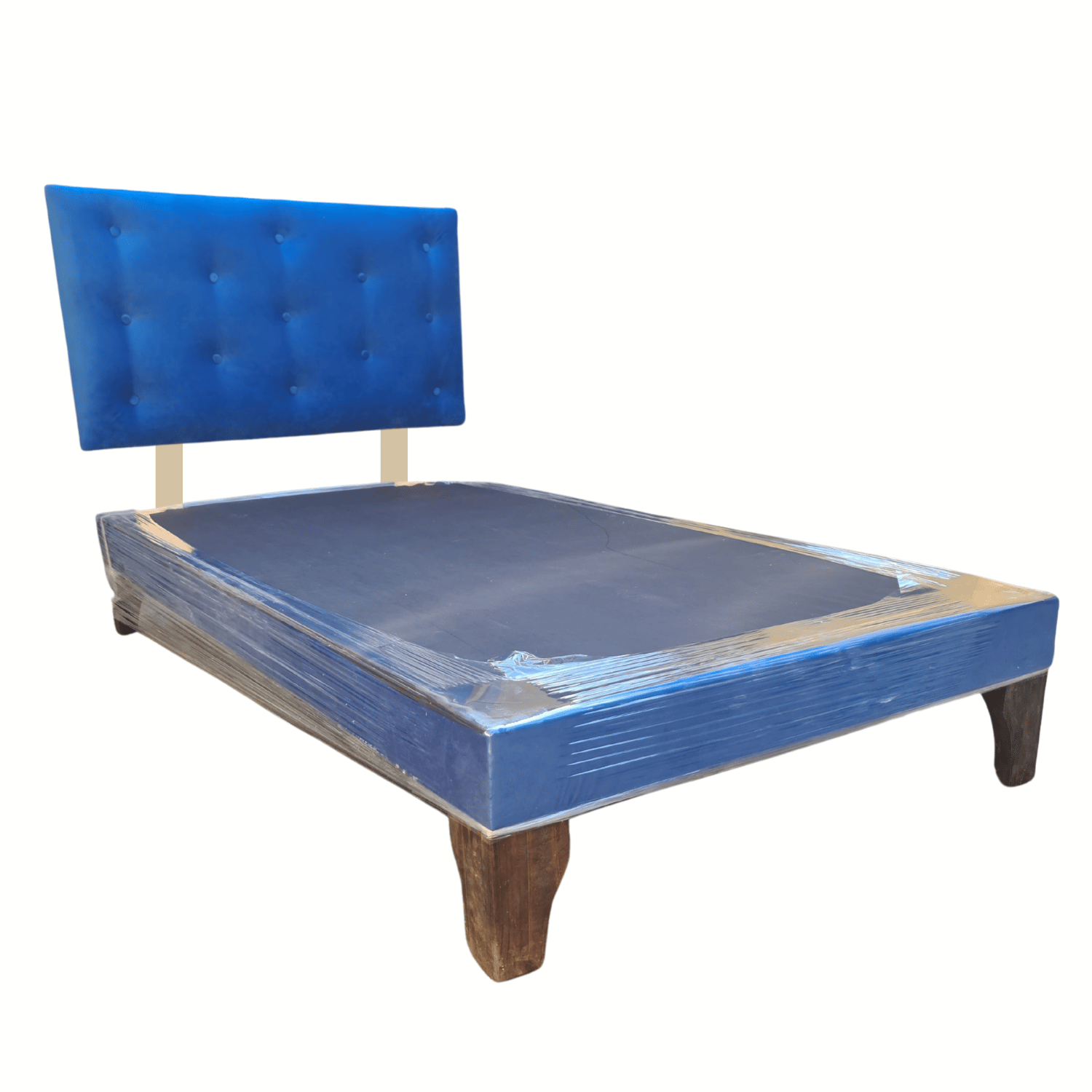 BASE 1,5 PLAZA CON RESPALDO AZUL FELPA 90X190 RIMAR - 2