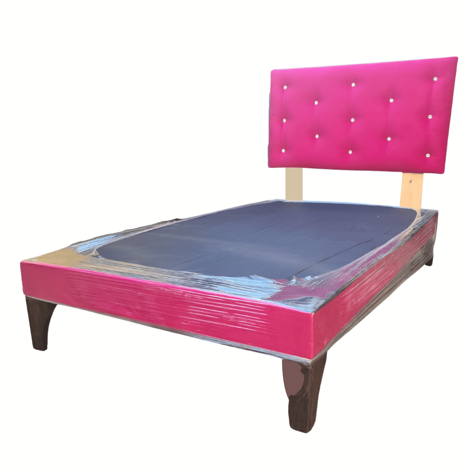 BASE 1,5 PLAZA CON RESPALDO FUCSIA FELPA DIAMANTE 90X190 RIMAR - 3
