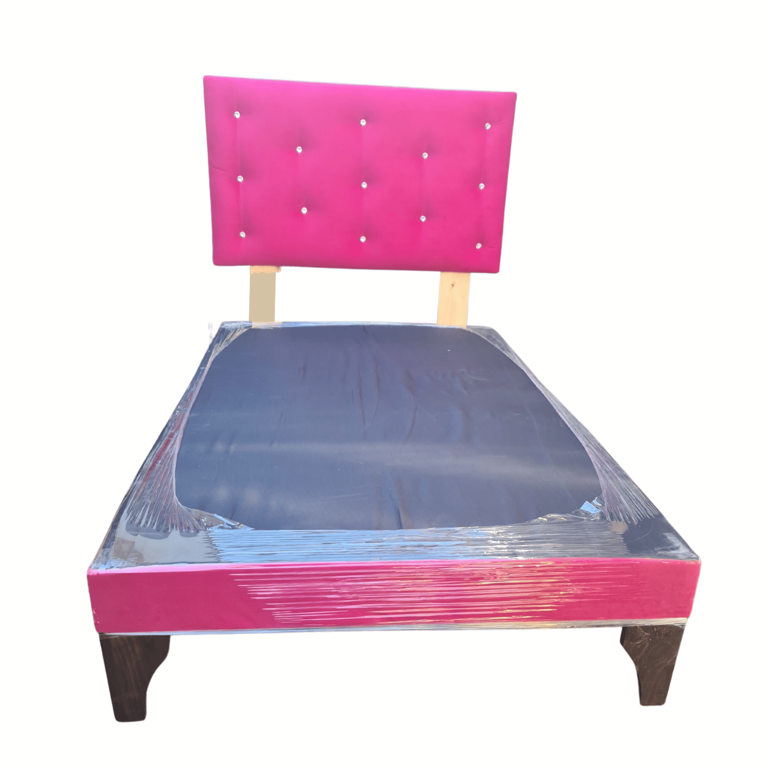 BASE 1,5 PLAZA CON RESPALDO FUCSIA FELPA DIAMANTE 90X190 RIMAR - 4