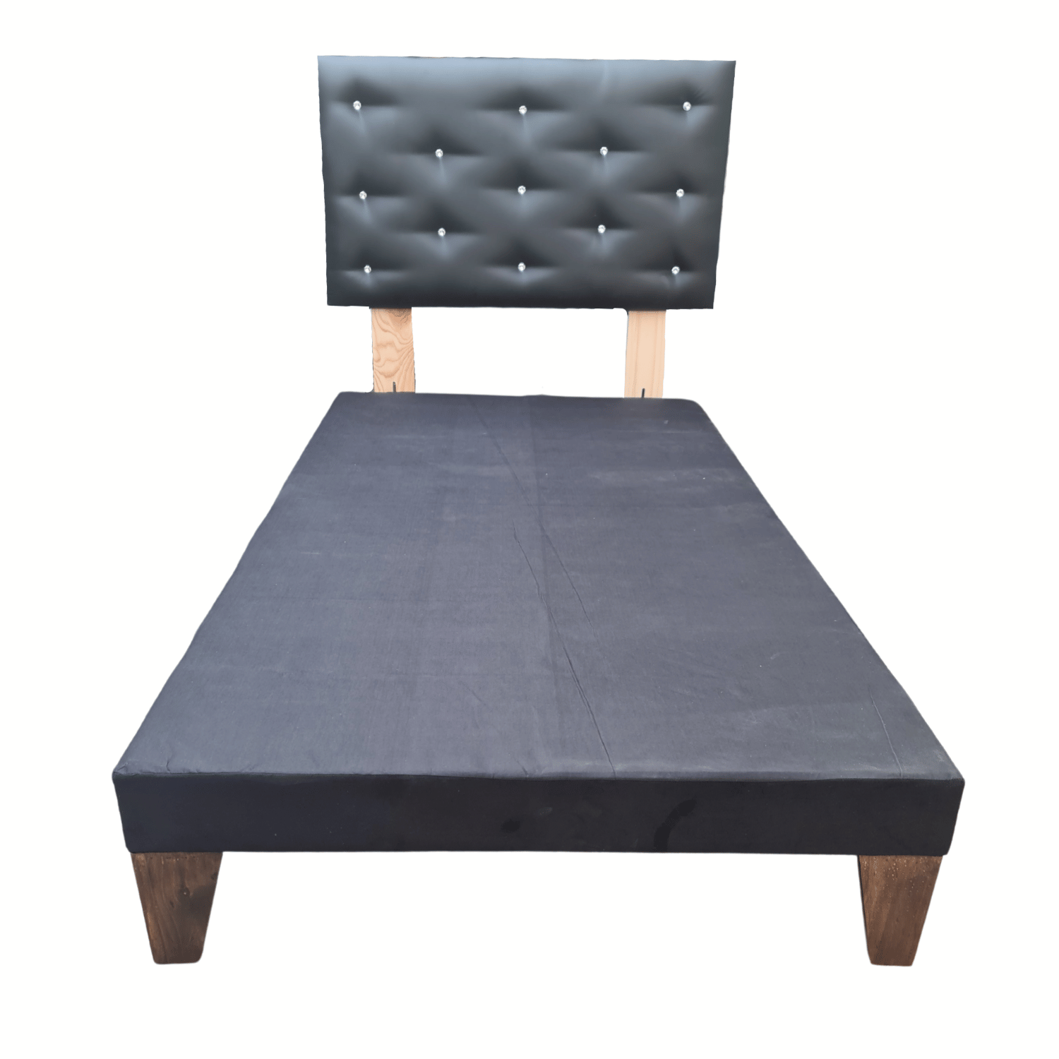 BASE 1,5 PLAZA CON RESPALDO NEGRO ECO CUERO DIAMANTE 90X190 RIMAR - 4