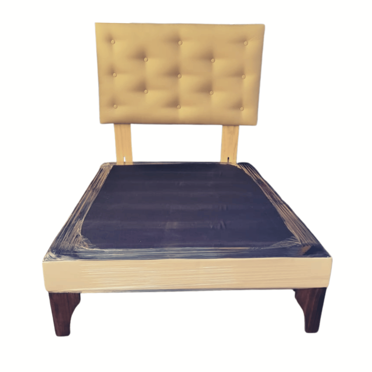 BASE 1,5 PLAZA CON RESPALDO BEIGE ECO CUERO 90X190 RIMAR - 1