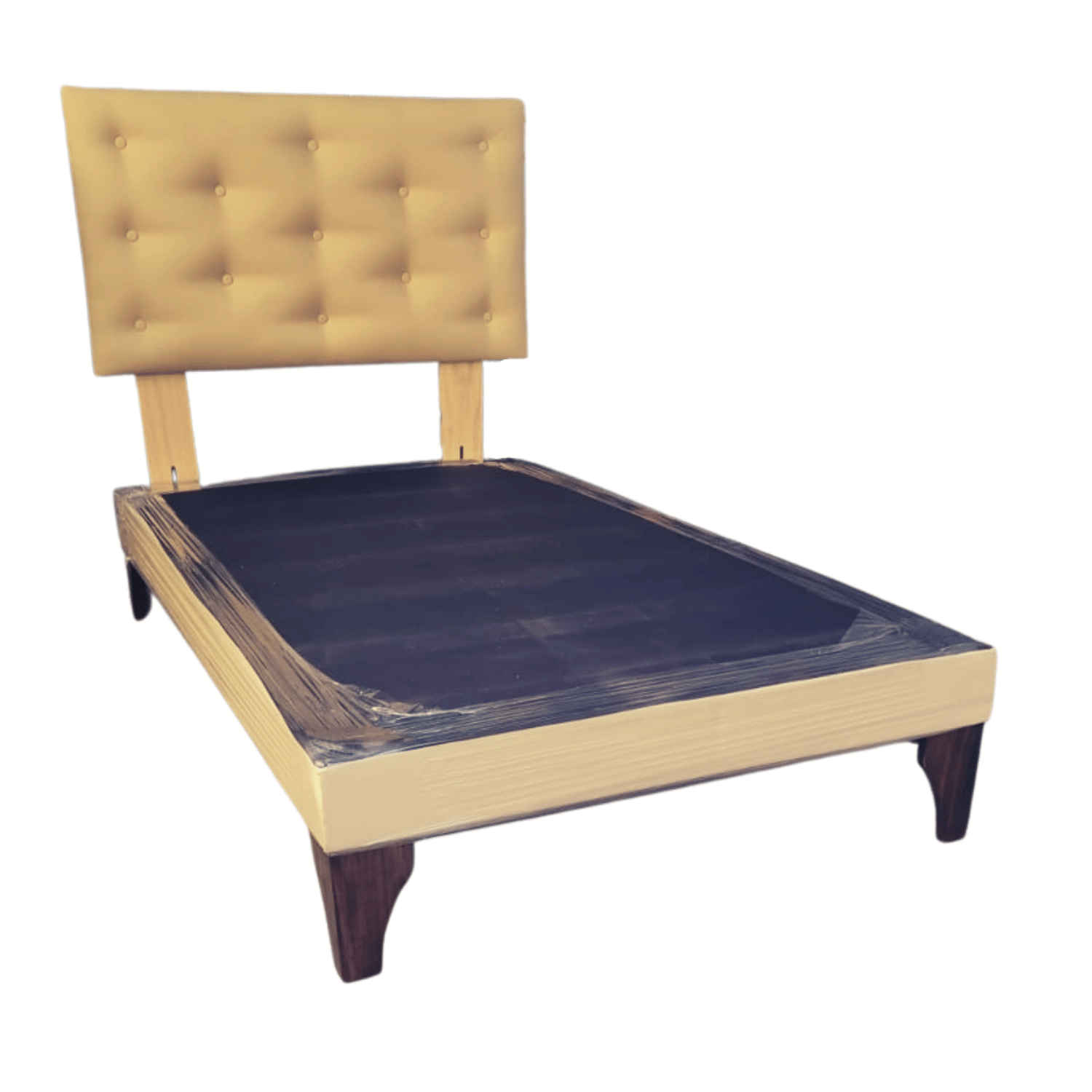 BASE 1,5 PLAZA CON RESPALDO BEIGE ECO CUERO 90X190 RIMAR - 2