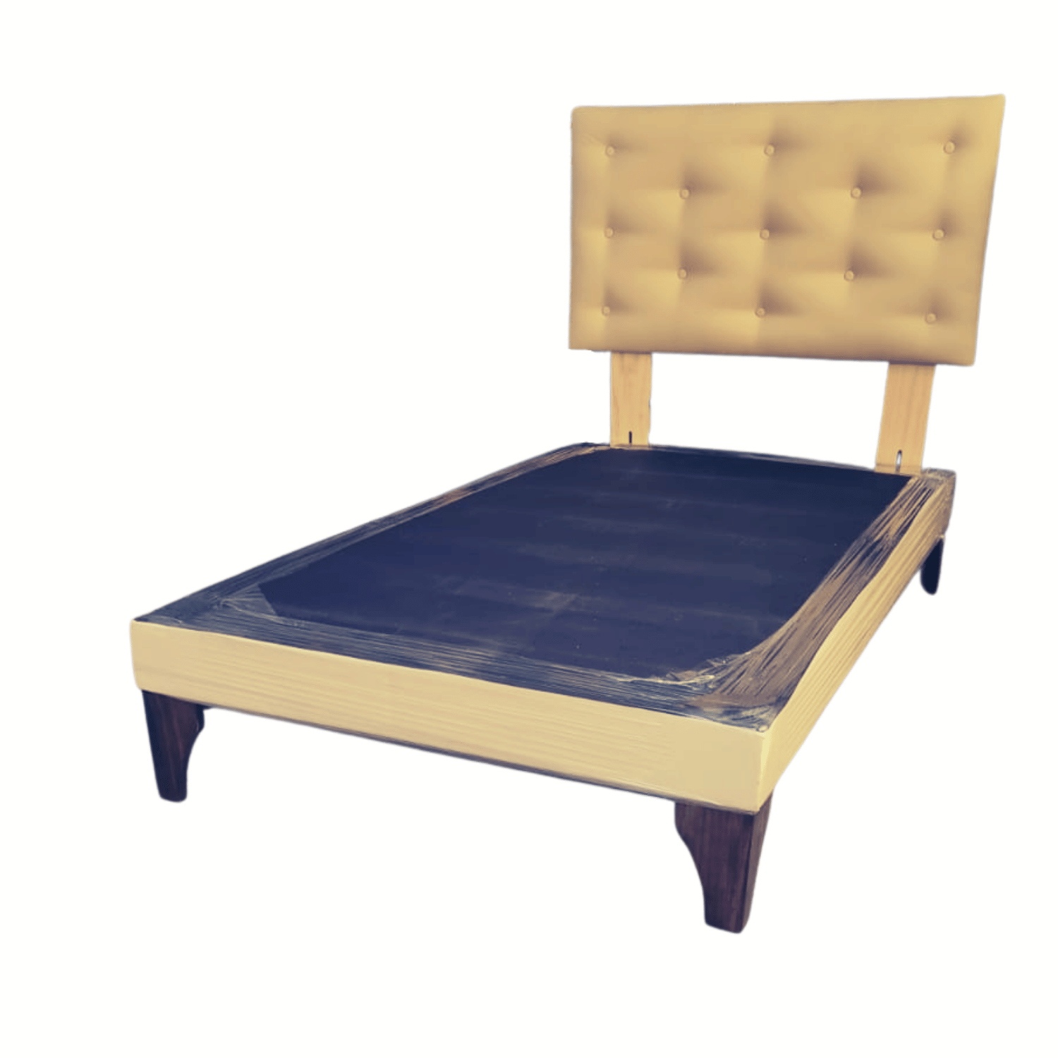 BASE 1,5 PLAZA CON RESPALDO BEIGE ECO CUERO 90X190 RIMAR - 3