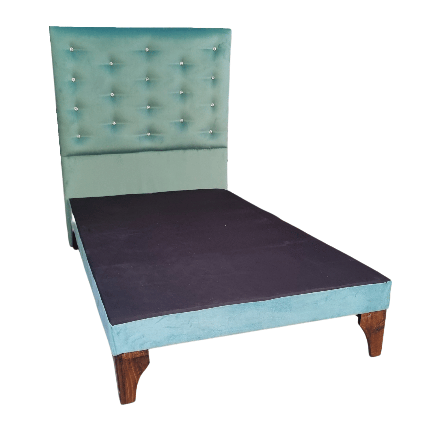 BASE 1,5 PLAZA CON RESPALDO A PISO TURQUESA FELPA DIAMANTE 90X190 RIMAR - 2