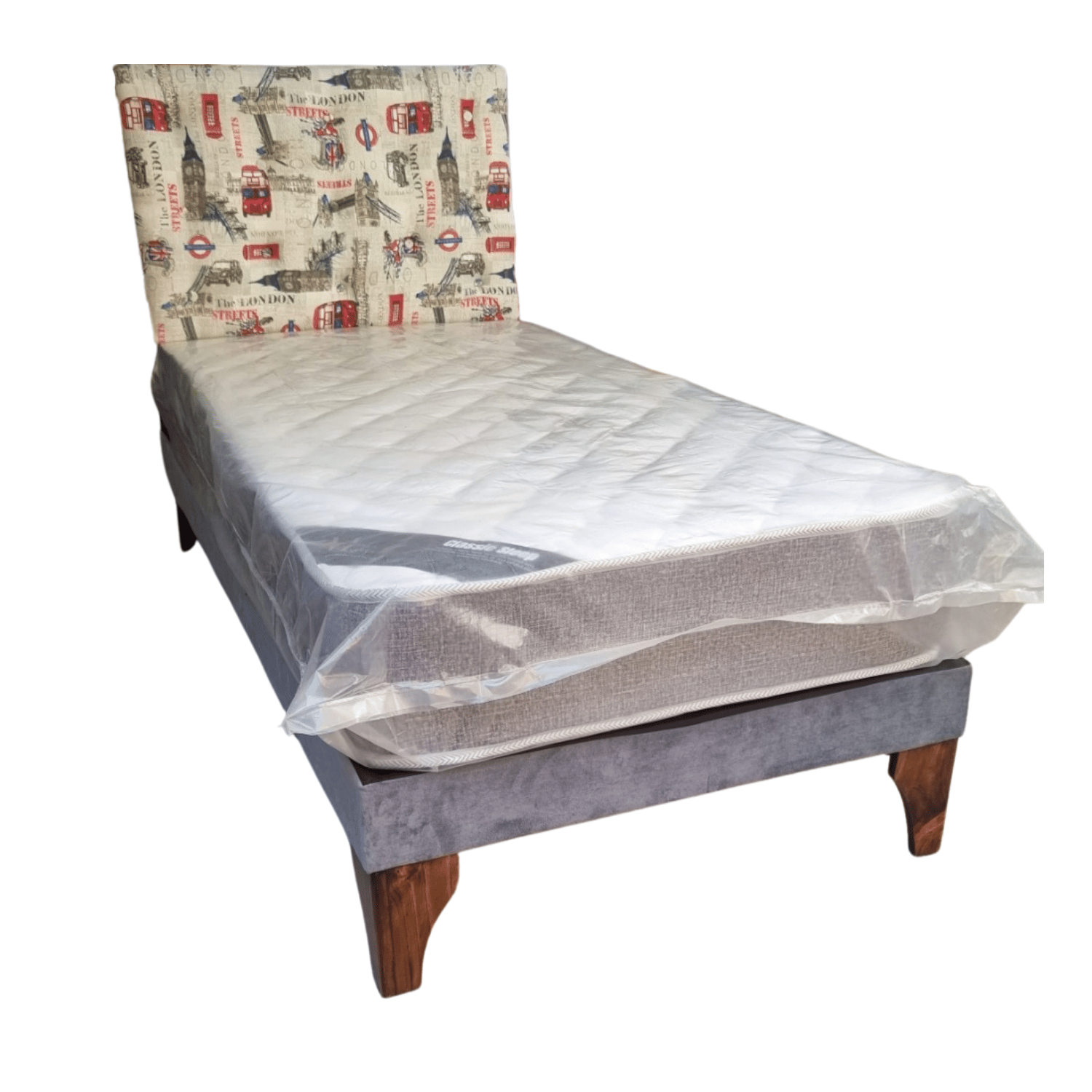 CAMA EUROPEA 1 PLAZA RESPALDO LONDON + COLCHON DE RESORTE RIMAR - 2
