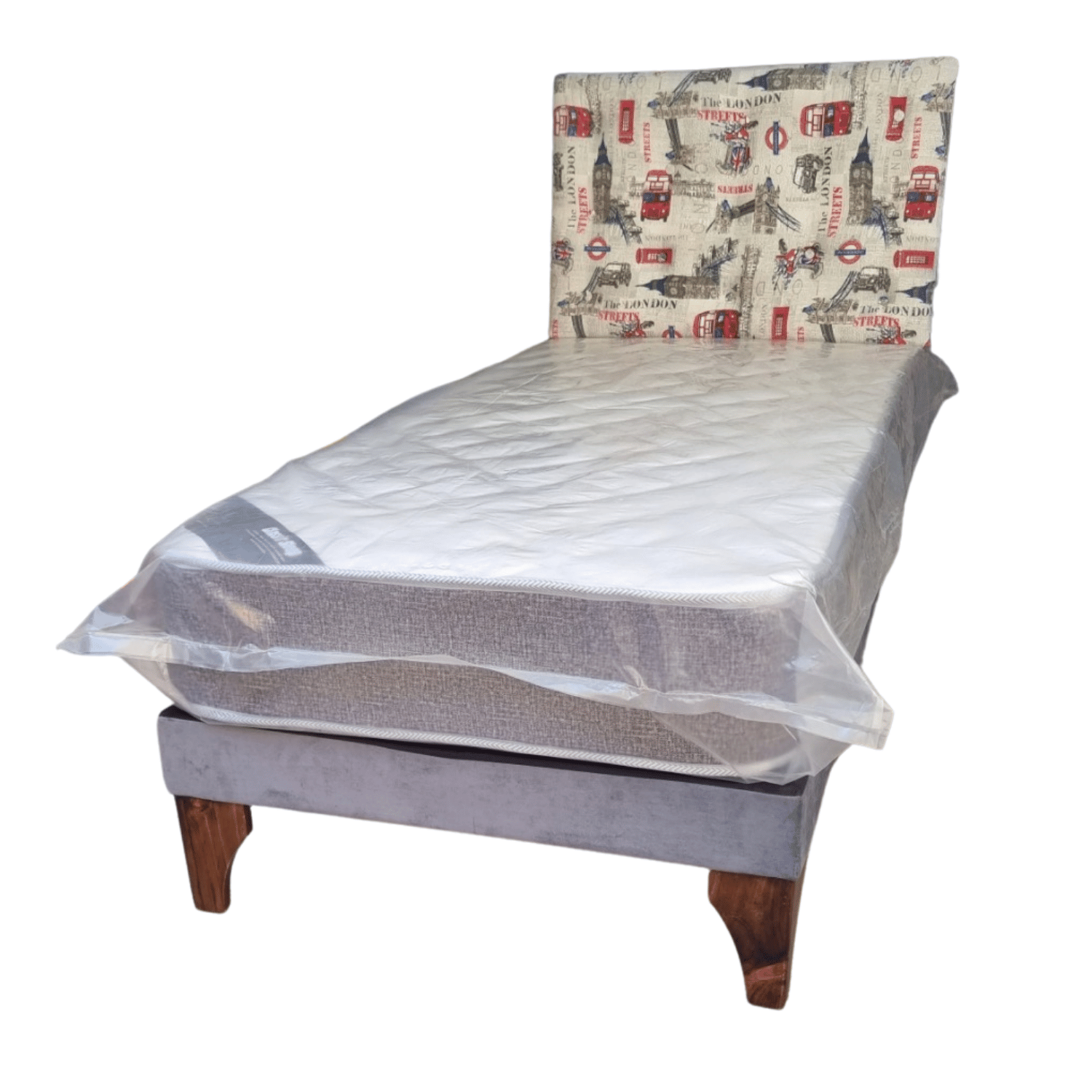 CAMA EUROPEA 1 PLAZA RESPALDO LONDON + COLCHON DE RESORTE RIMAR - 3