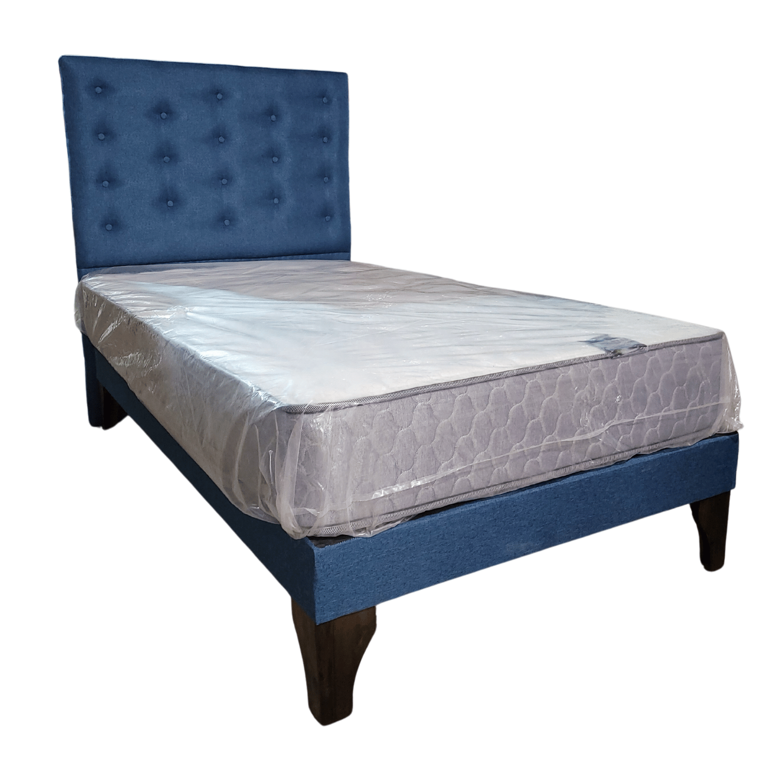 CAMA EUROPEA 1 PLAZAS RESPALDO A PISO CALIPSO LINO + COLCHON DE RESORTE RIMAR - 2