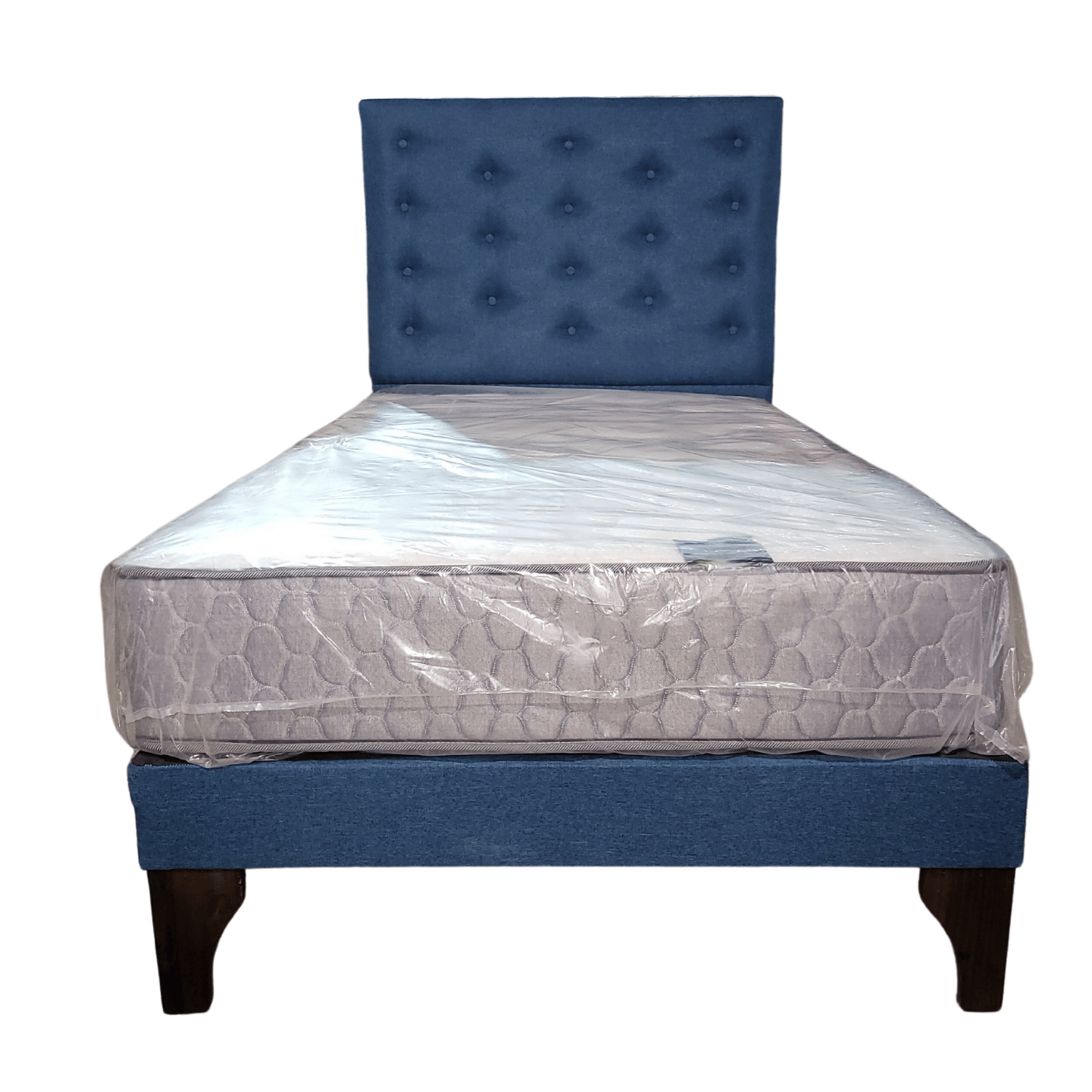 CAMA EUROPEA 1 PLAZAS RESPALDO A PISO CALIPSO LINO + COLCHON DE RESORTE RIMAR - 3