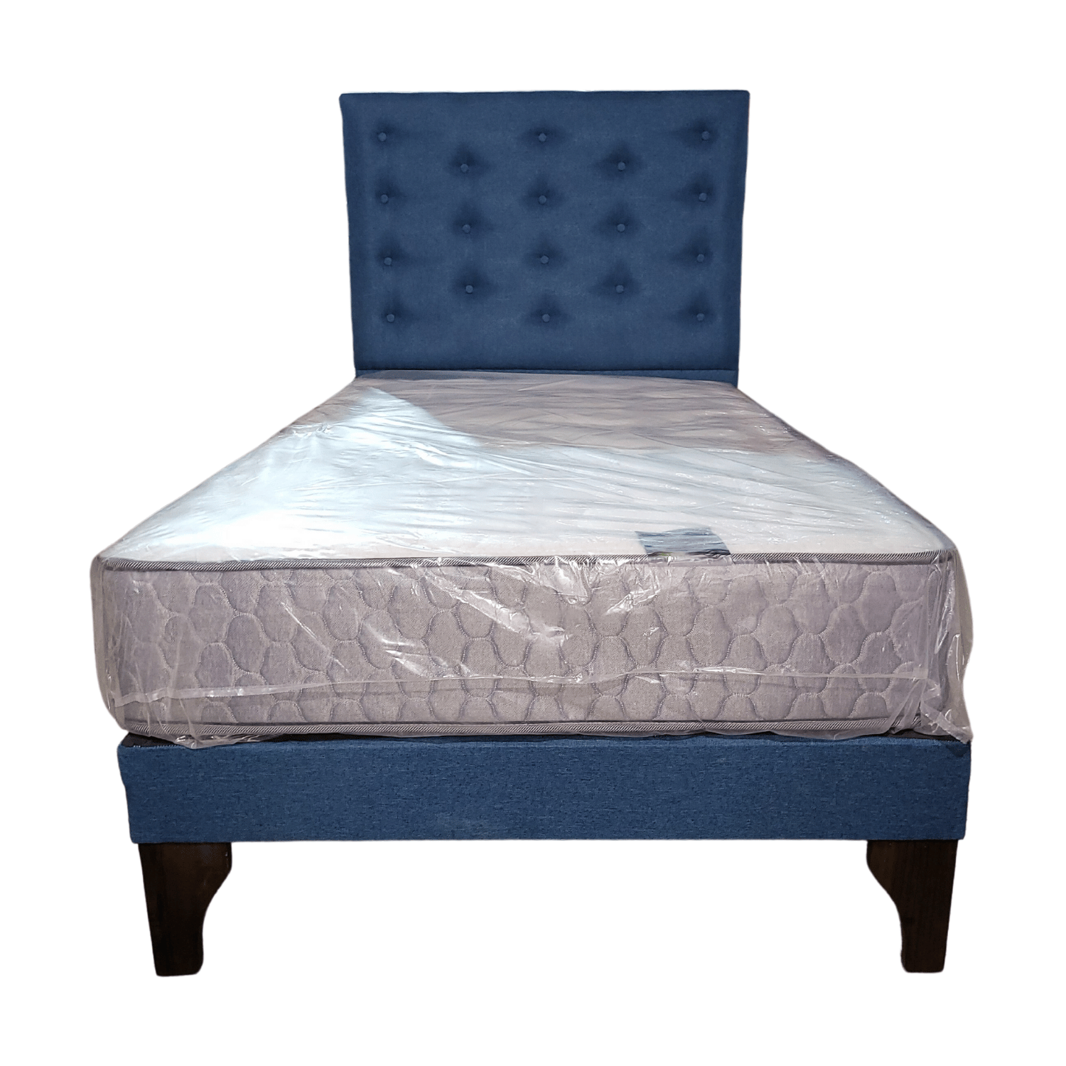 CAMA EUROPEA 1 PLAZAS RESPALDO A PISO CALIPSO LINO + COLCHON DE RESORTE RIMAR - 5