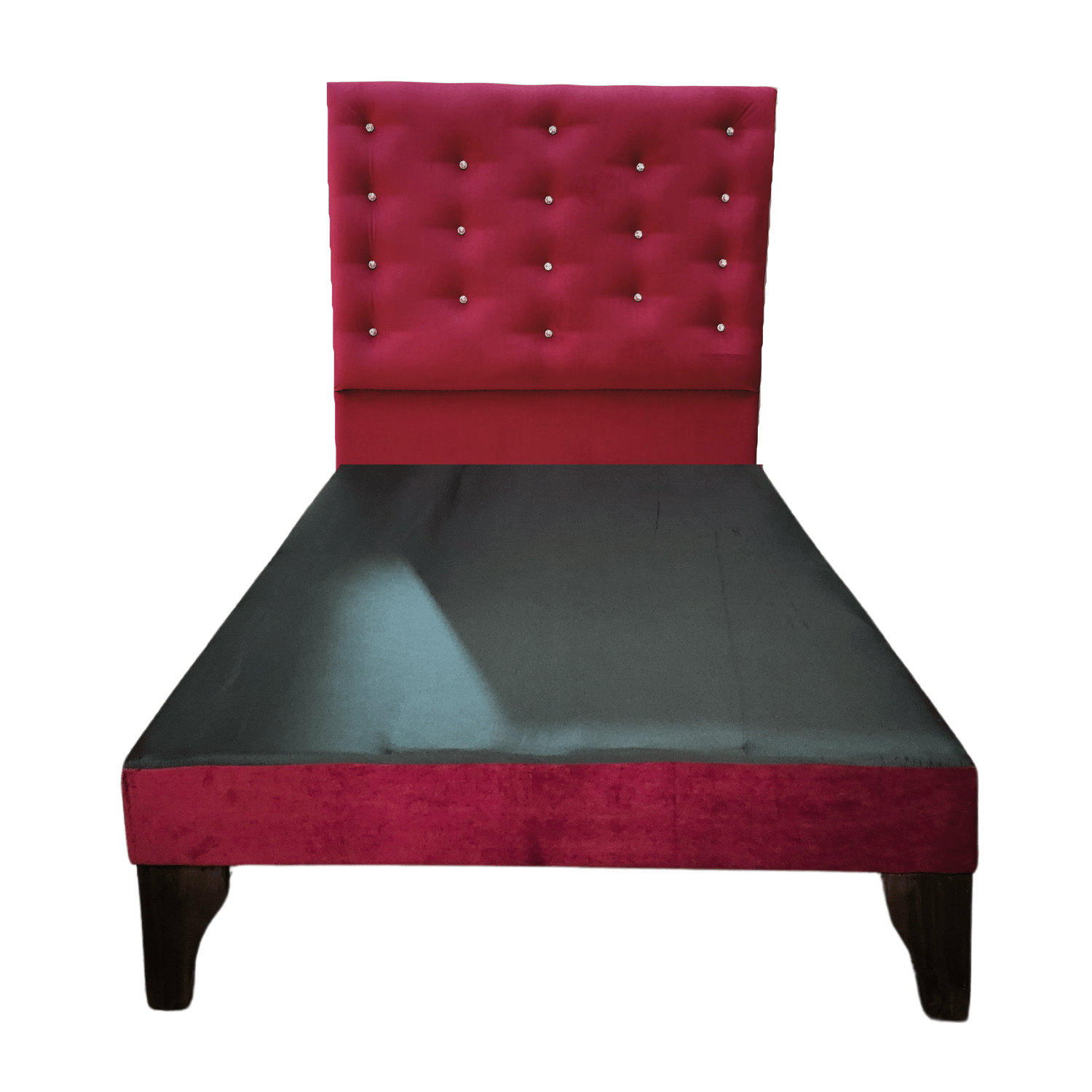 CAMA EUROPEA 1 PLAZAS RESPALDO A PISO BURDEO FELPA DIAMANTE + COLCHON DE RESORTE RIMAR - 4