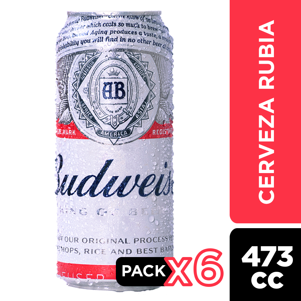 CERVEZA BUDWEISER LATA 473 CC X 6 - 1