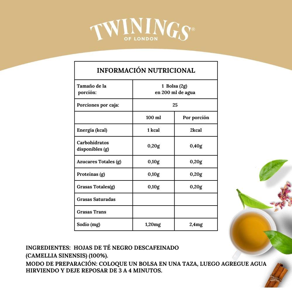 TWININGS TÉ ENGLISH BREAKFAST DESEN COLOR CAFEINADO X25 BOLSITAS - 3